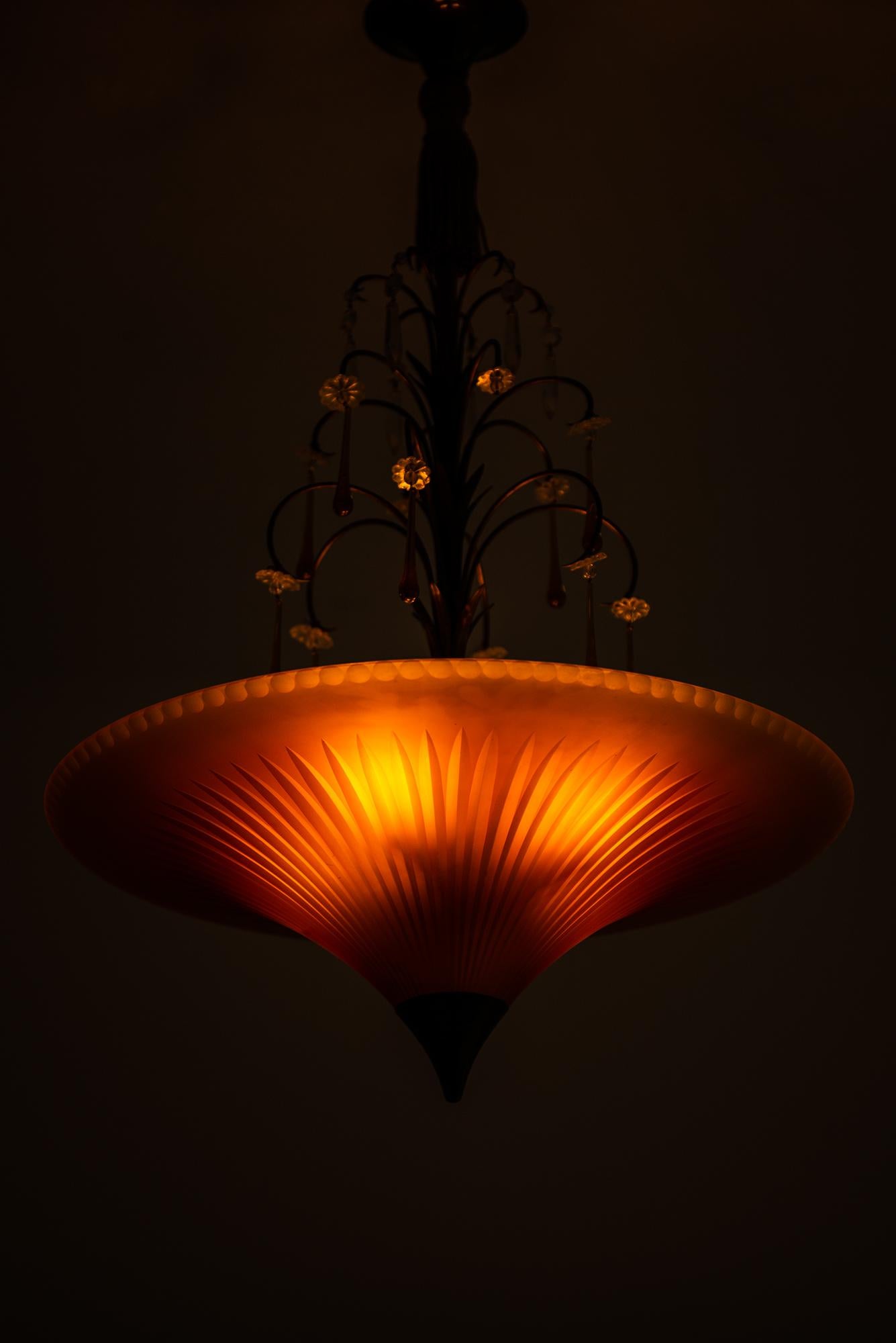 Ceiling Lamp Attributed to Elis Bergh Produced by Böhlmarks in Sweden In Good Condition For Sale In Limhamn, Skåne län