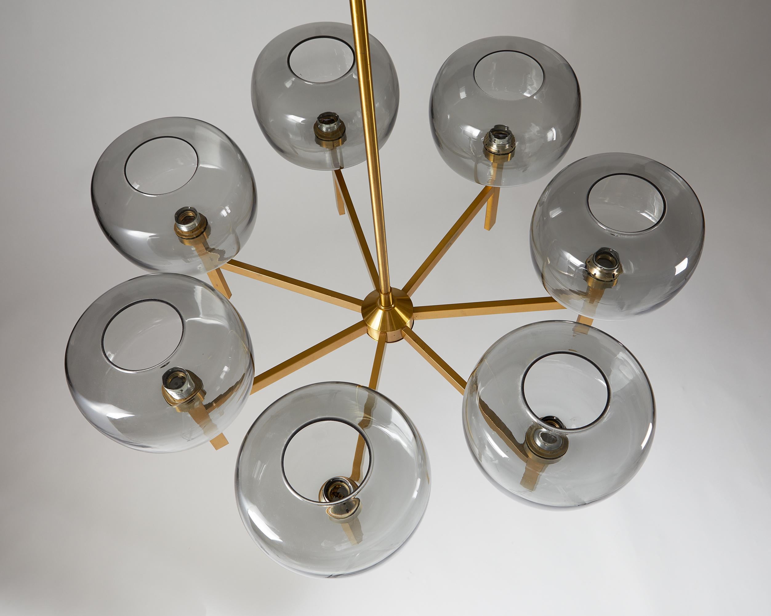 Brass Ceiling Lamp Attributed to Hans Agne-Jakobsson, Sweden, 1960's