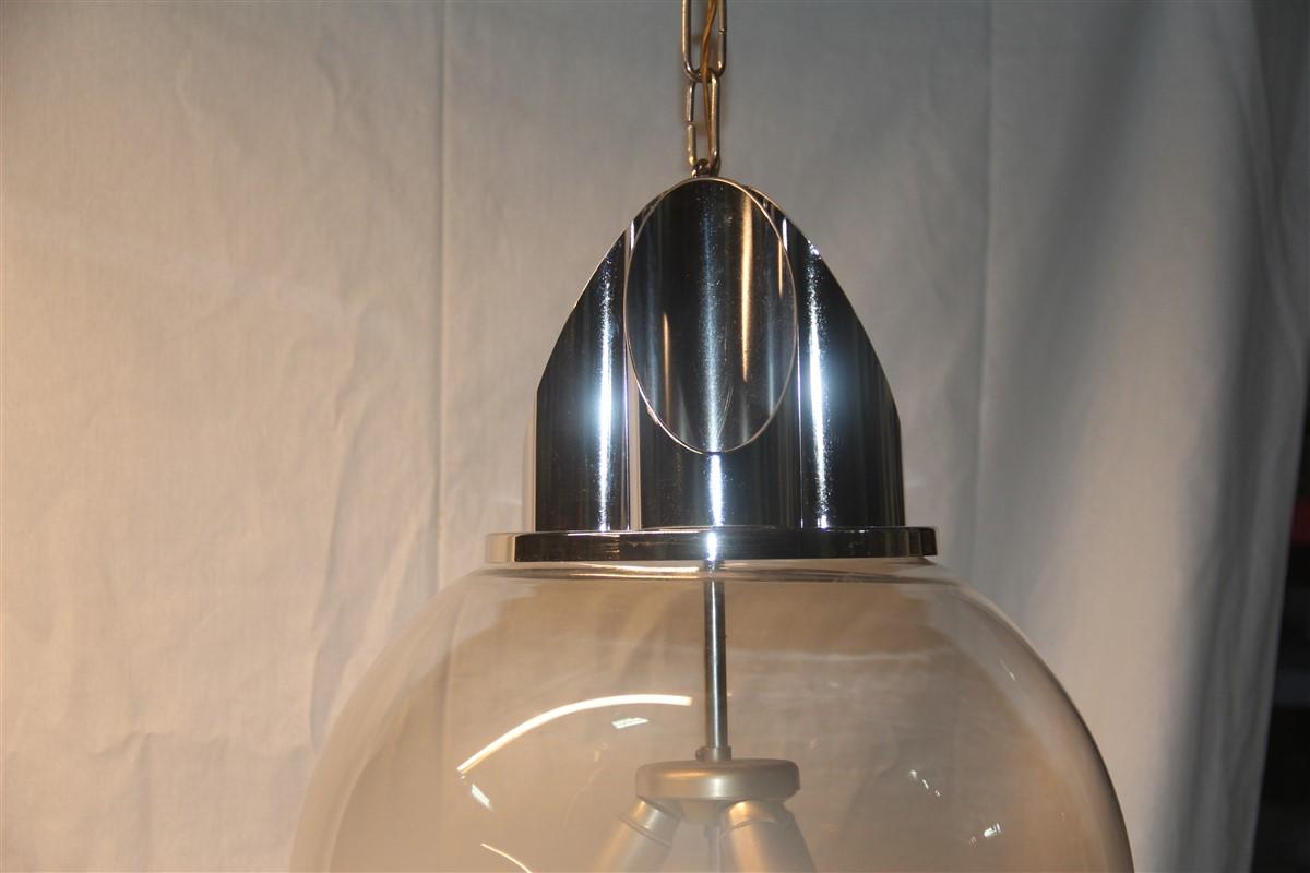 Ceiling Lamp Ball Murano Glass Selenova Italian Design Chrome Silver White For Sale 3