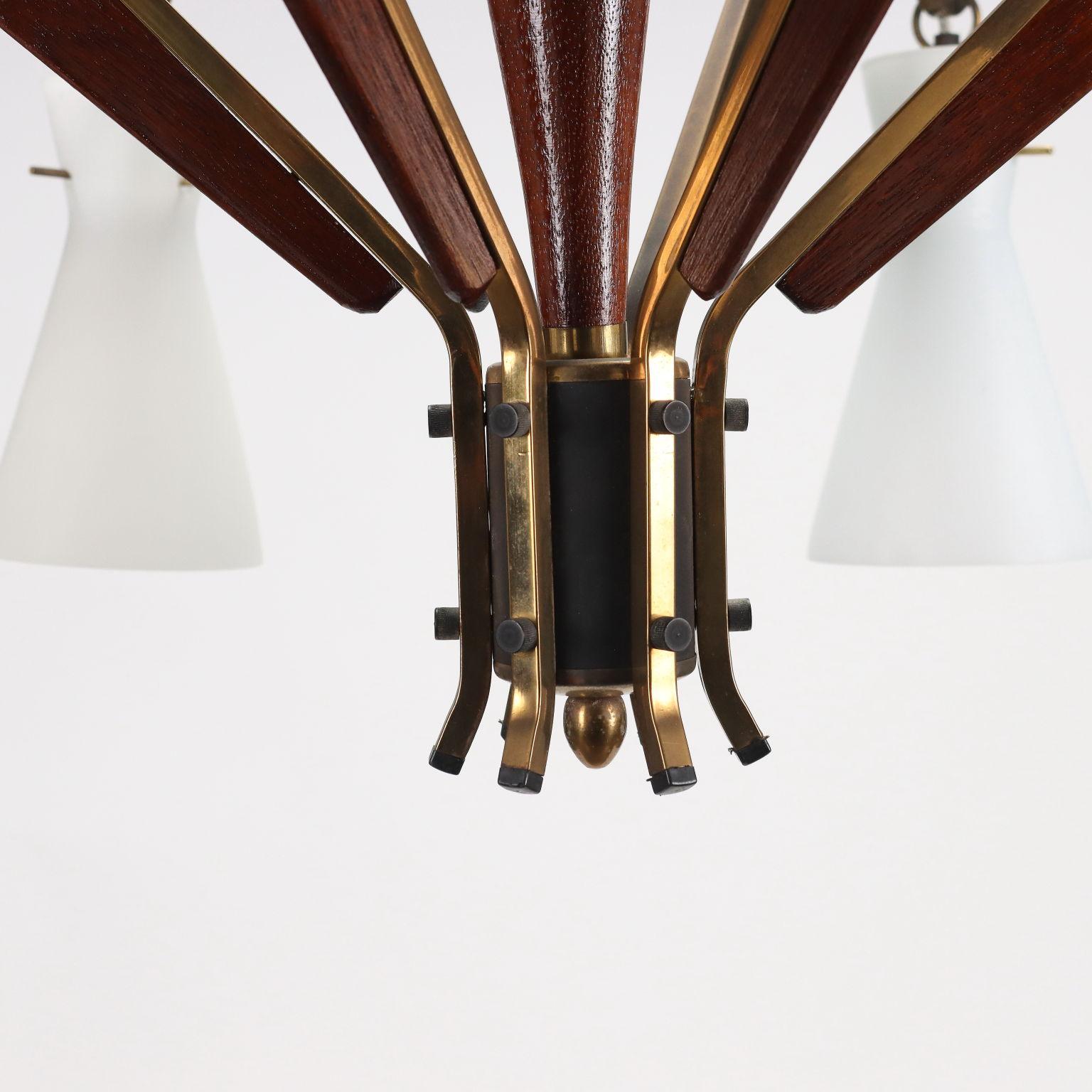 Ceiling Lamp Brass Alluminium, Italy, 1950s-1960s In Good Condition In Milano, IT