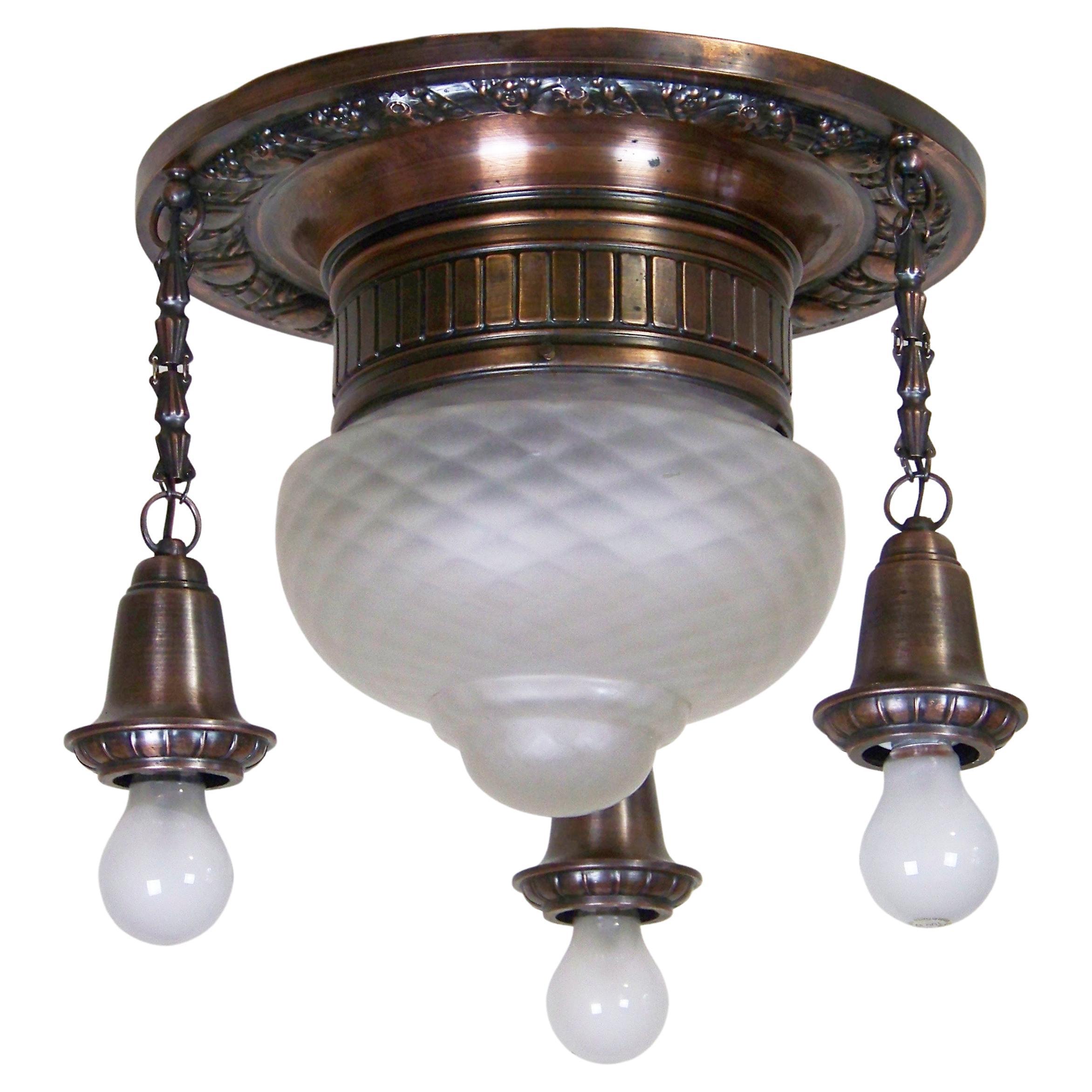 Ceiling Lamp, Brass chandelier, late Art Nouveau at 1stDibs