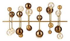 Ceiling Lamp Brass Frame Nickel or Brass Finish Glass Spheres Artistic Mosaic