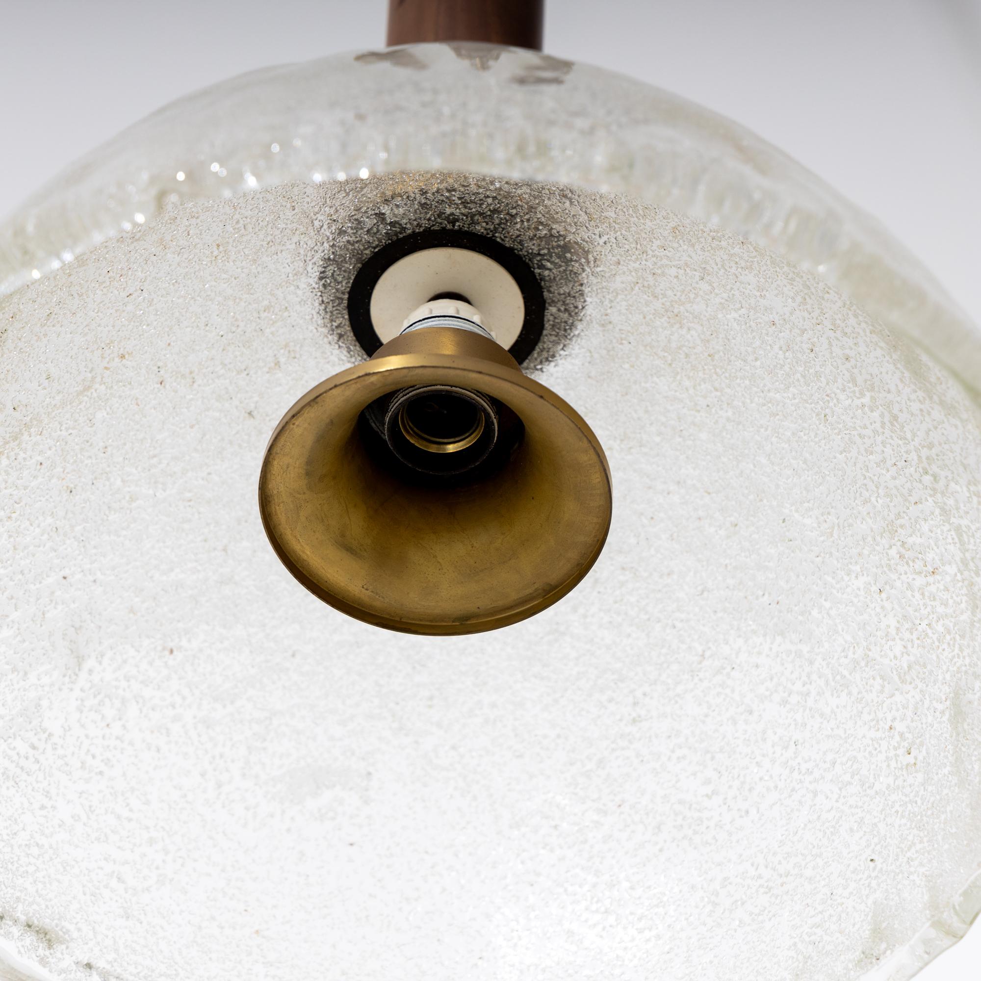 Mid-Century Modern Ceiling lamp by Angelo Brotto, frosted glass and bronze applique, Italy, 1980s For Sale