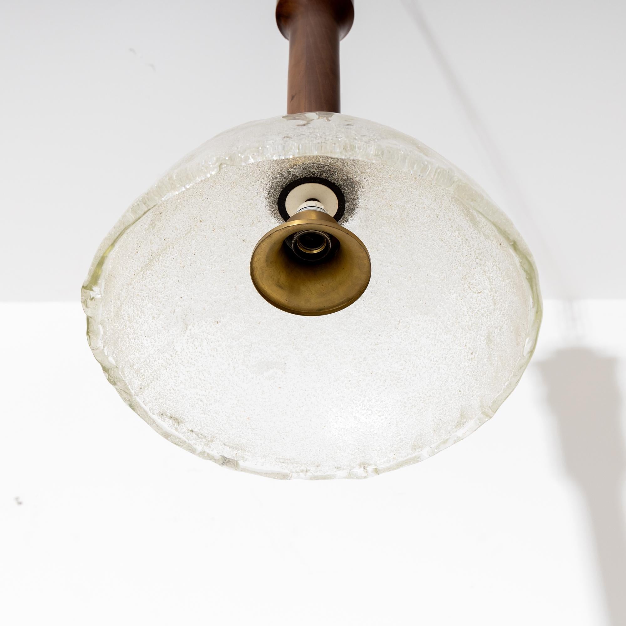 Italian Ceiling lamp by Angelo Brotto, frosted glass and bronze applique, Italy, 1980s For Sale