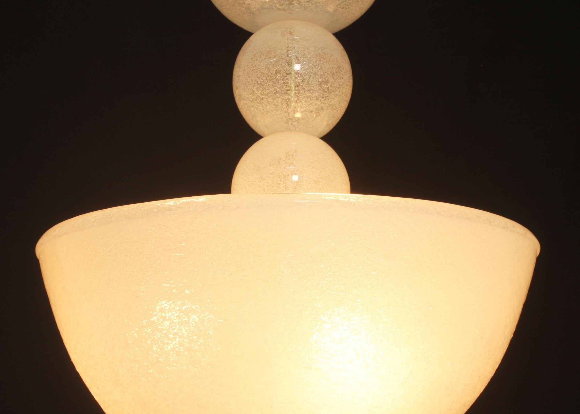 Lámpara de techo de Barovier & Toso en vidrio Pulegoso de Murano, Italia, años 40 en venta 3