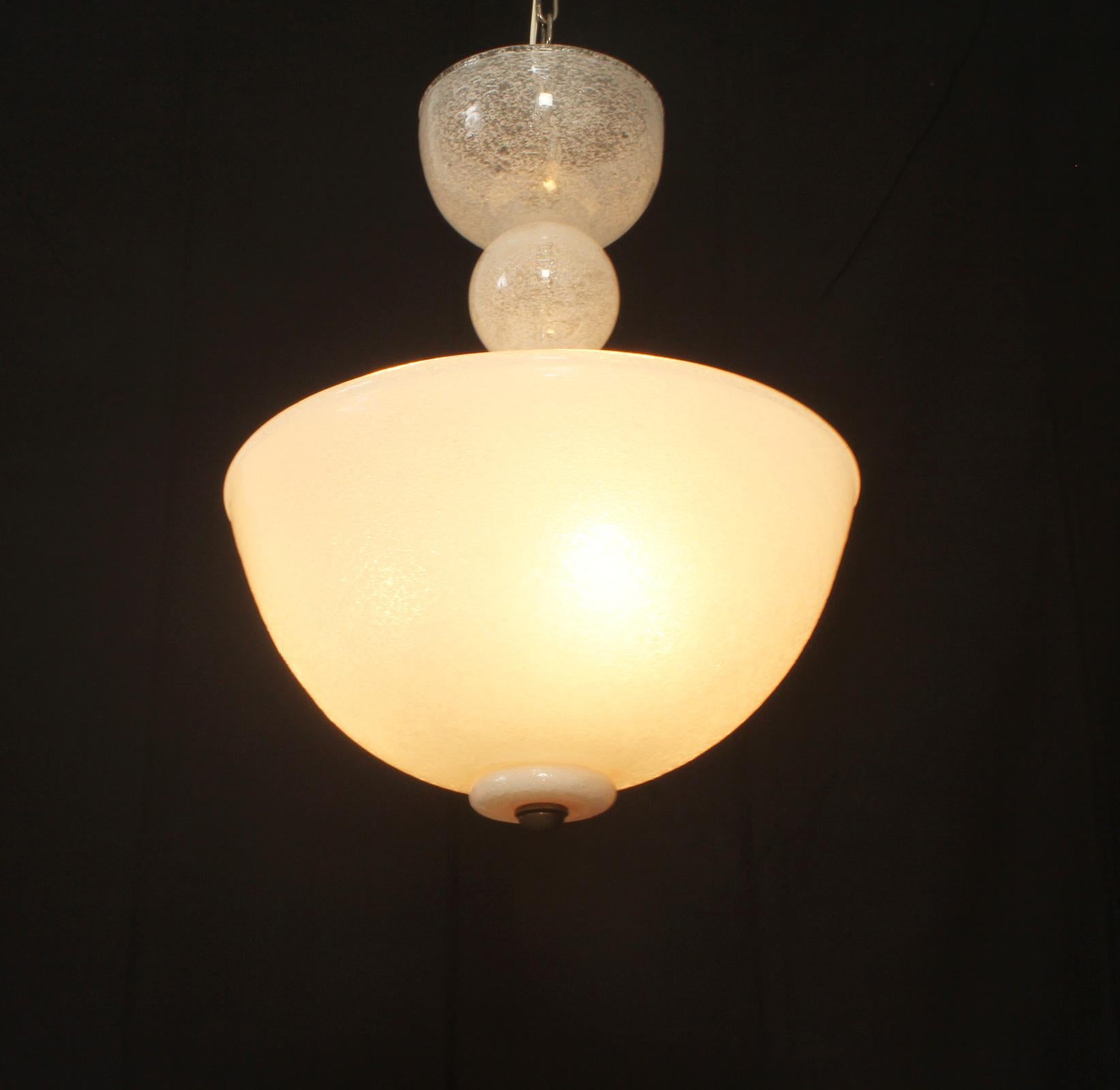 Lámpara de techo de Barovier & Toso en vidrio Pulegoso de Murano, Italia, años 40 en venta 4