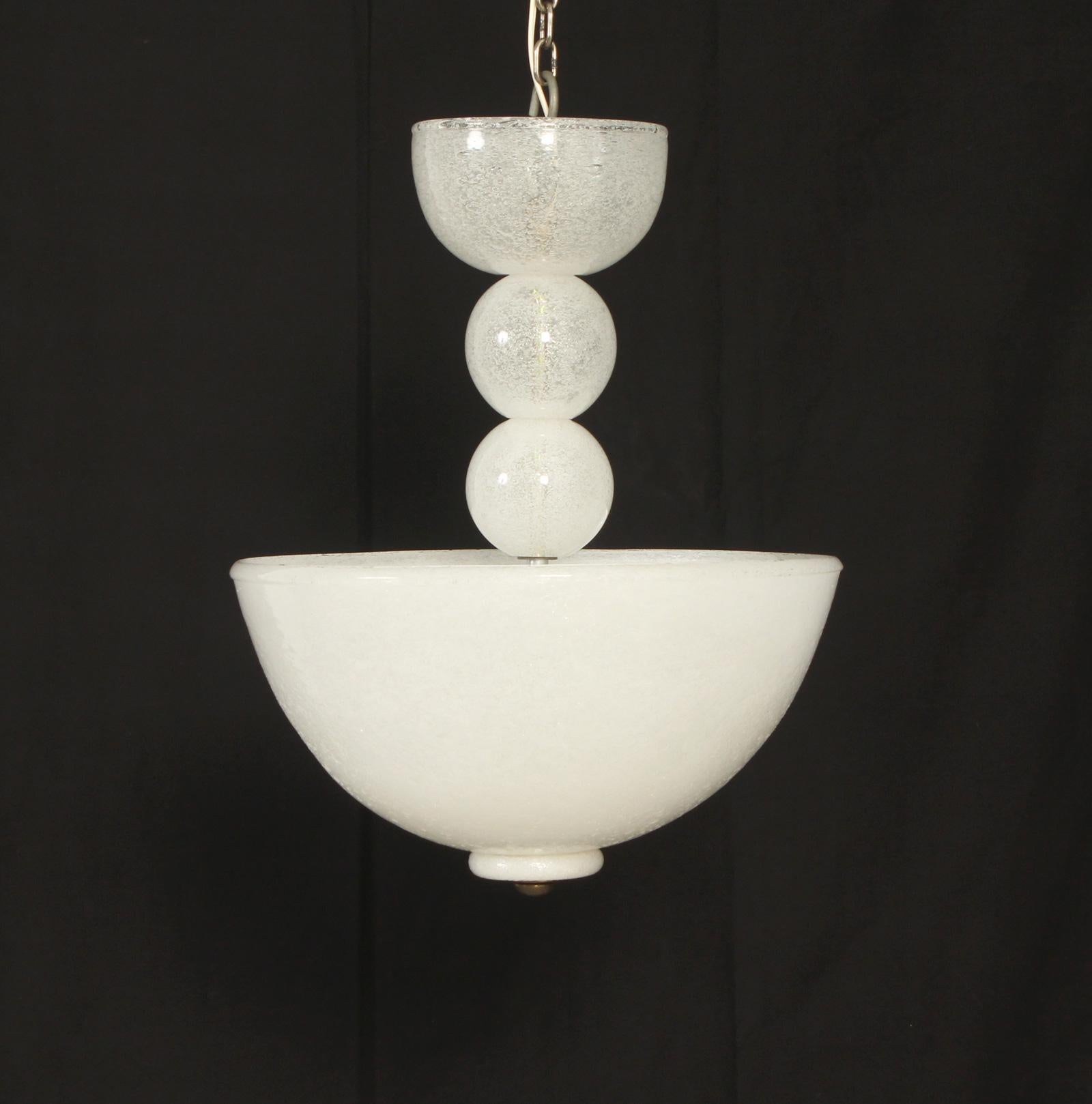 Lámpara de techo de Barovier & Toso en vidrio Pulegoso de Murano, Italia, años 40 Art Decó en venta