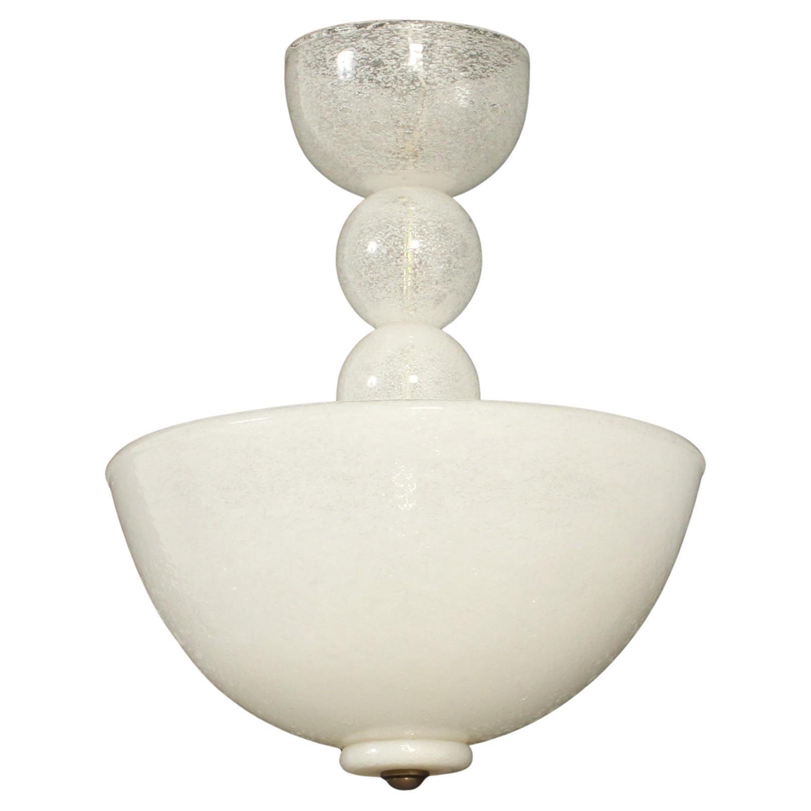 Ceiling Lamp by Barovier & Toso in Pulegoso Murano Glass, Italy, 1940's