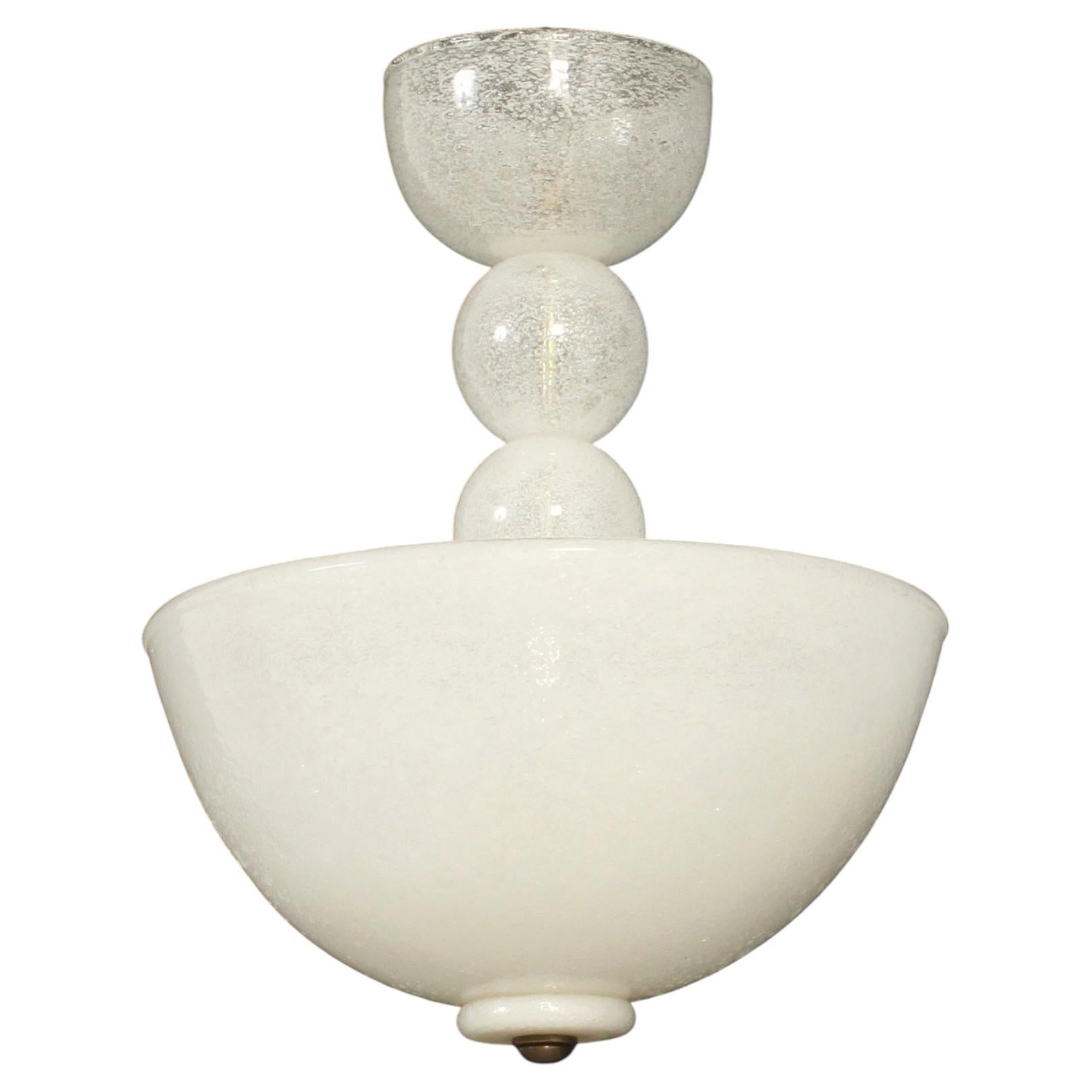 Ceiling Lamp by Barovier & Toso in Pulegoso Murano Glass, Italy, 1940's