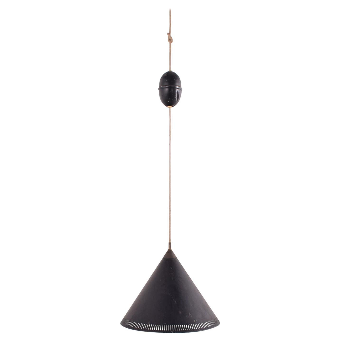 Ceiling Lamp by Bent Karlby for Lyfa, Black Cone, 1960s For Sale