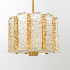 Carl Fagerlund Ceiling Lamp for Orrefors in  Brass & Cast Glass  Sweden 1960