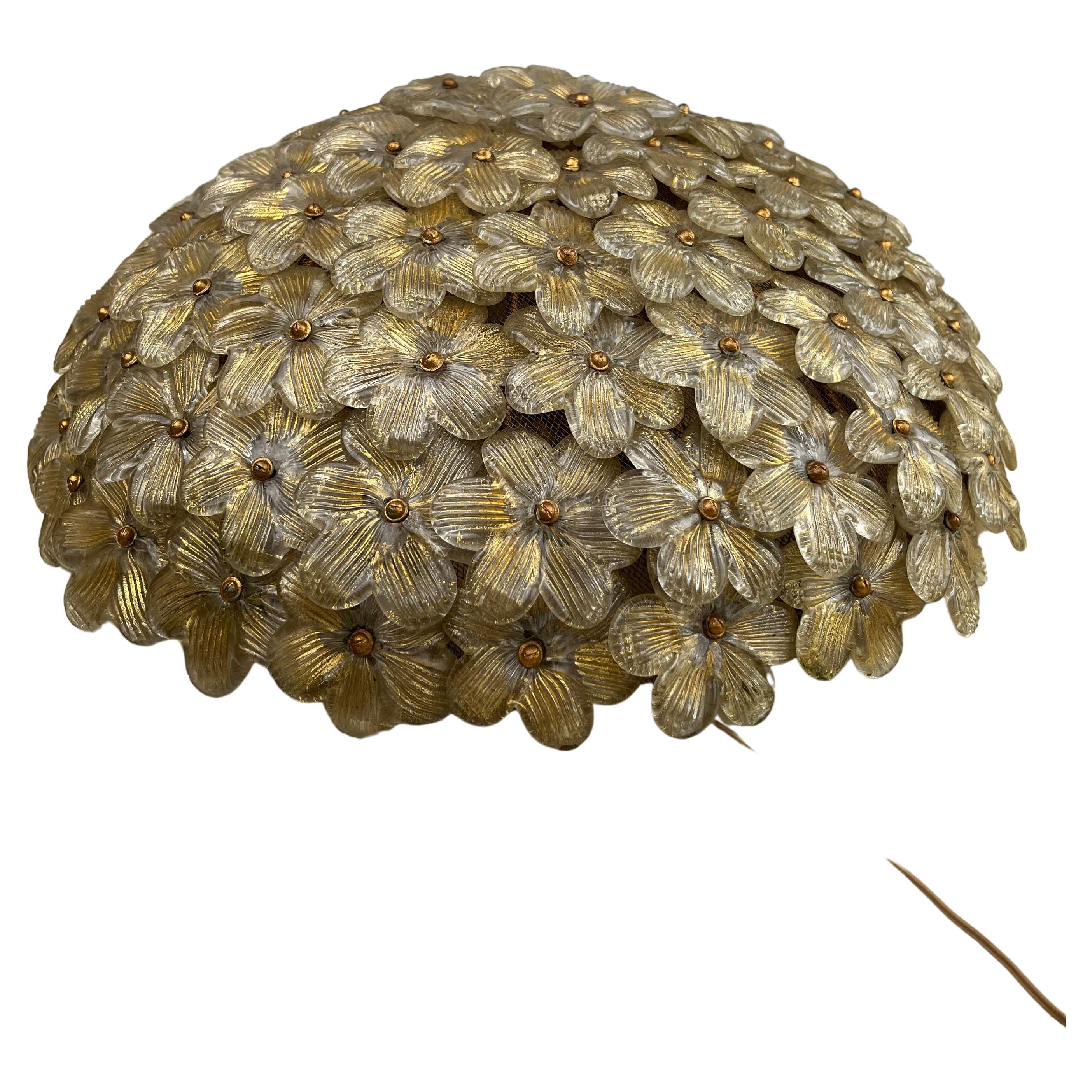 Mid-Century Murano Glass Ceiling Lamp Attributed To Archimede Seguso 1960s For Sale