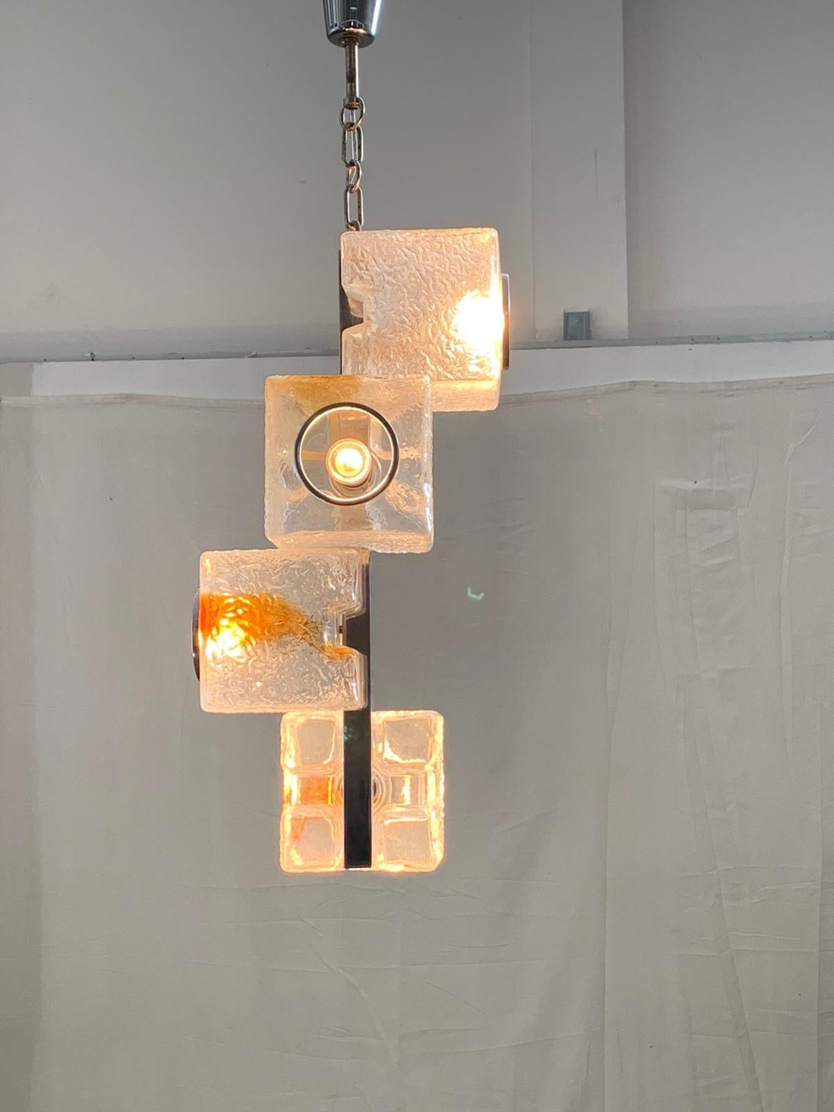 Steel Ceiling Lamp by Toni Zuccheri for VeArt, 1970s For Sale