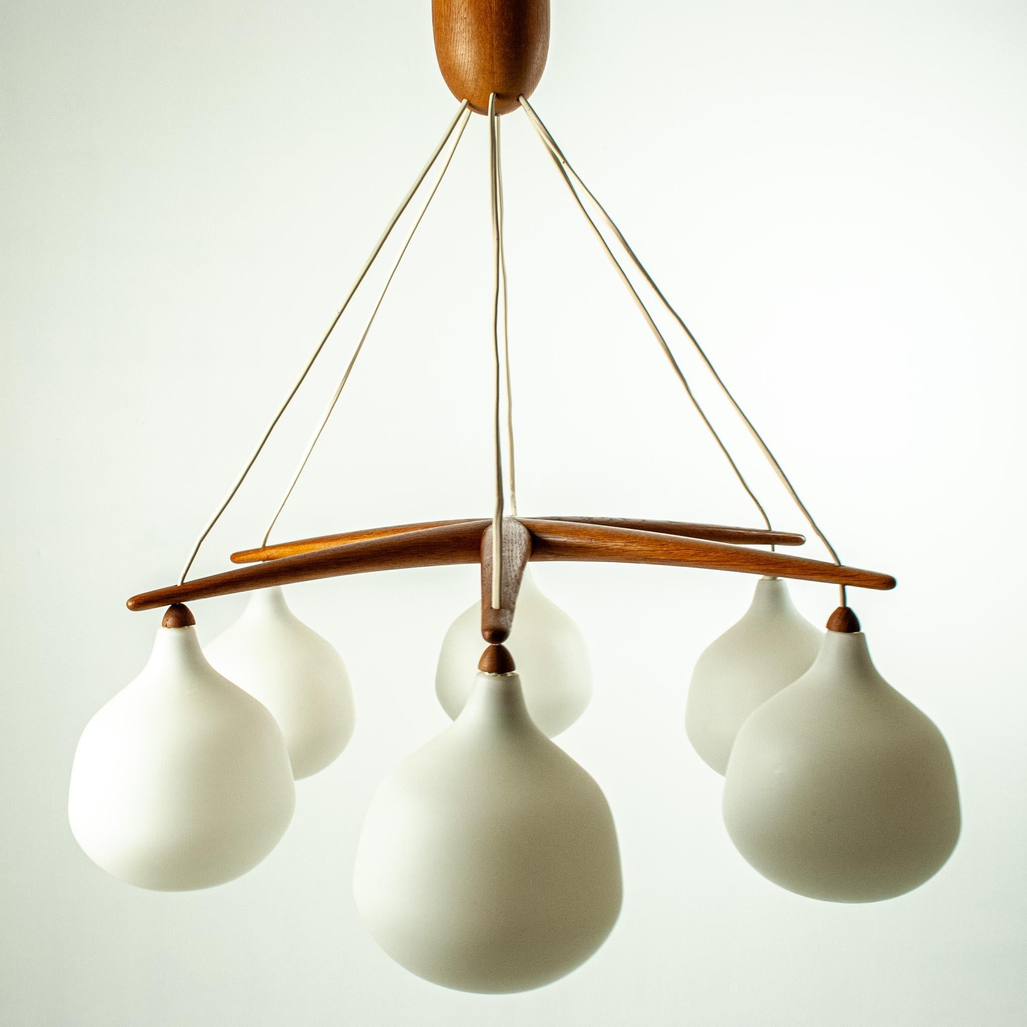 Luxus ceiling lamp 6-arm design Uno & Östen Kristiansson 1950s 