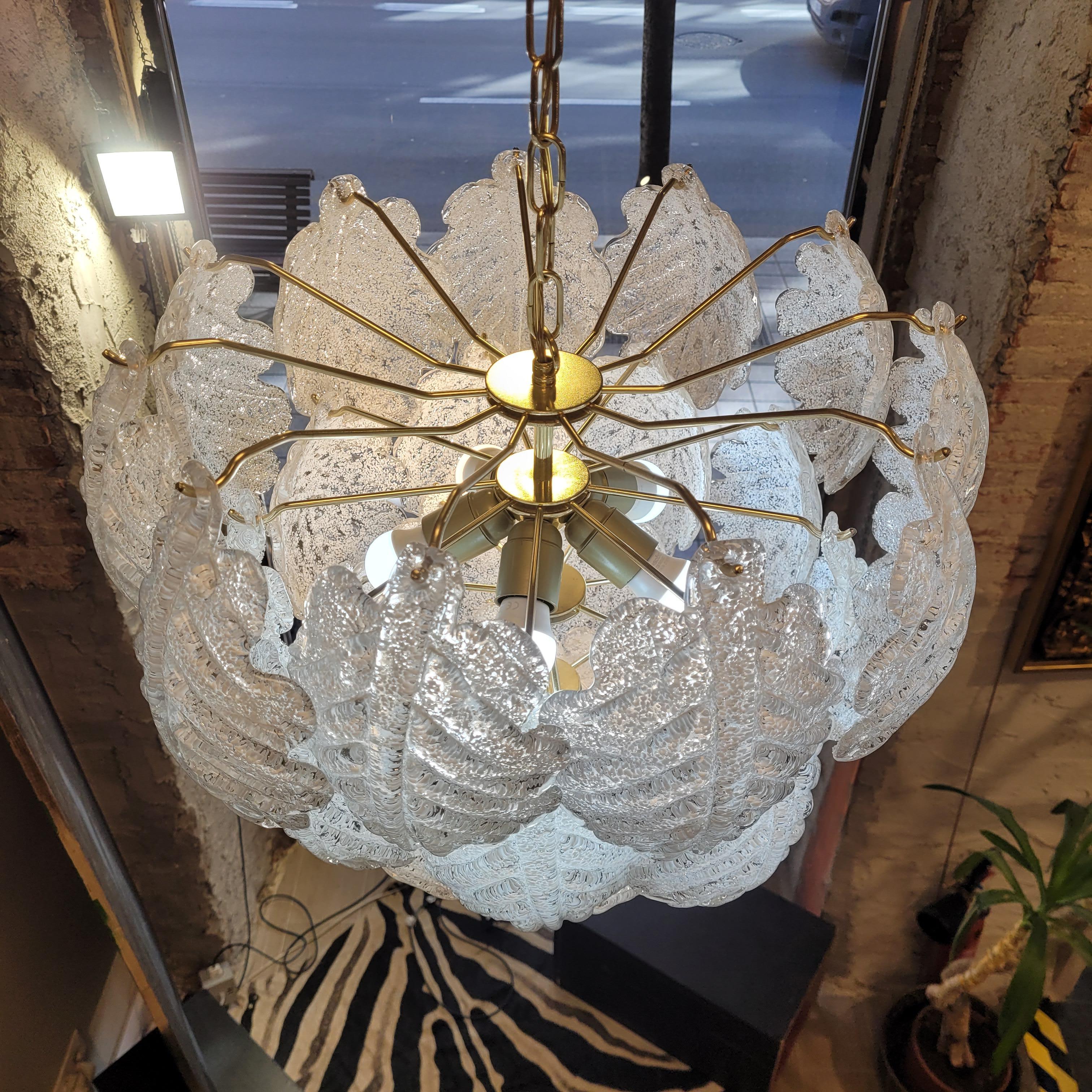 Deckenleuchte / Kronleuchter Italien, Mazzega, Murano Glas und Metall mattiert im Angebot 7