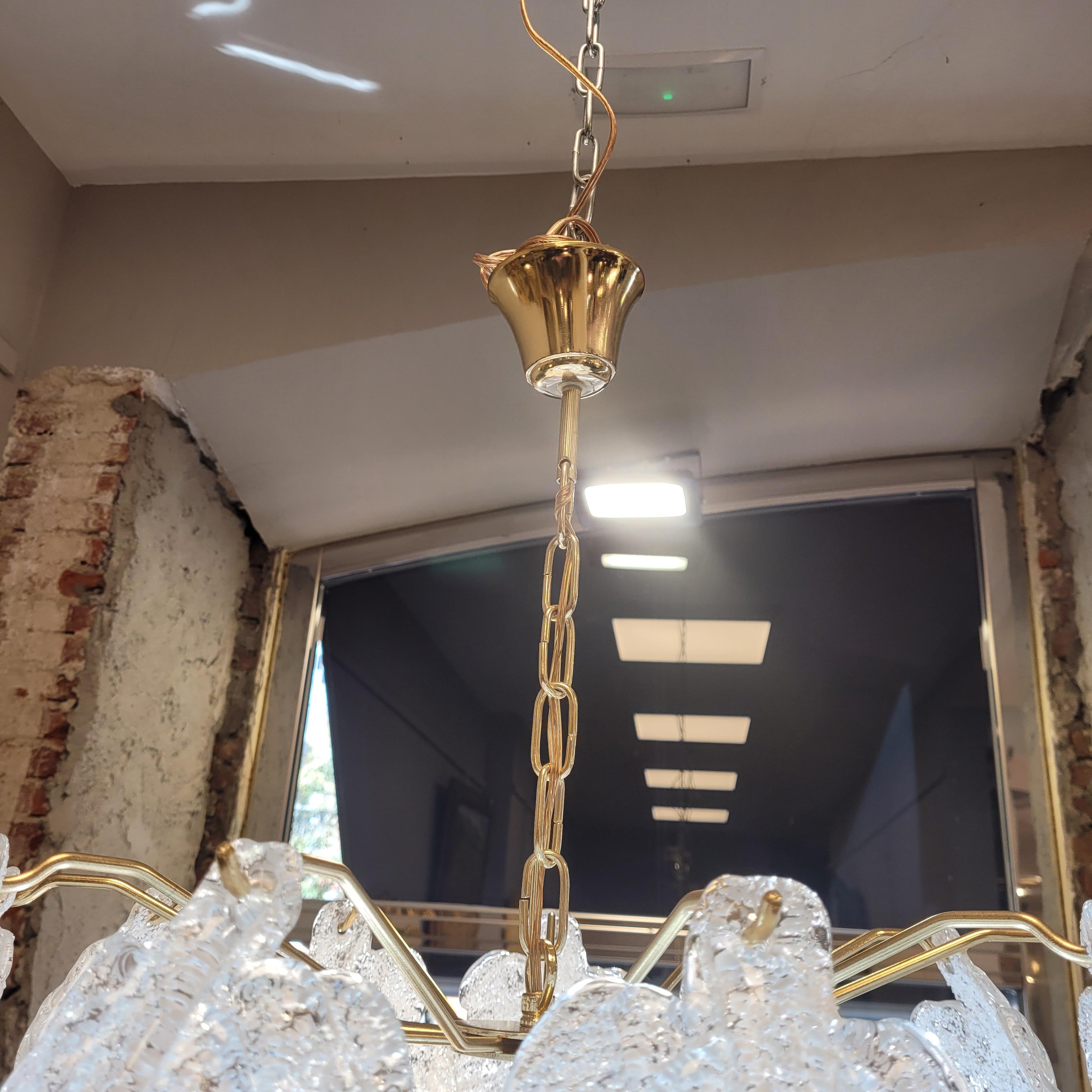 Deckenleuchte / Kronleuchter Italien, Mazzega, Murano Glas und Metall mattiert im Angebot 11