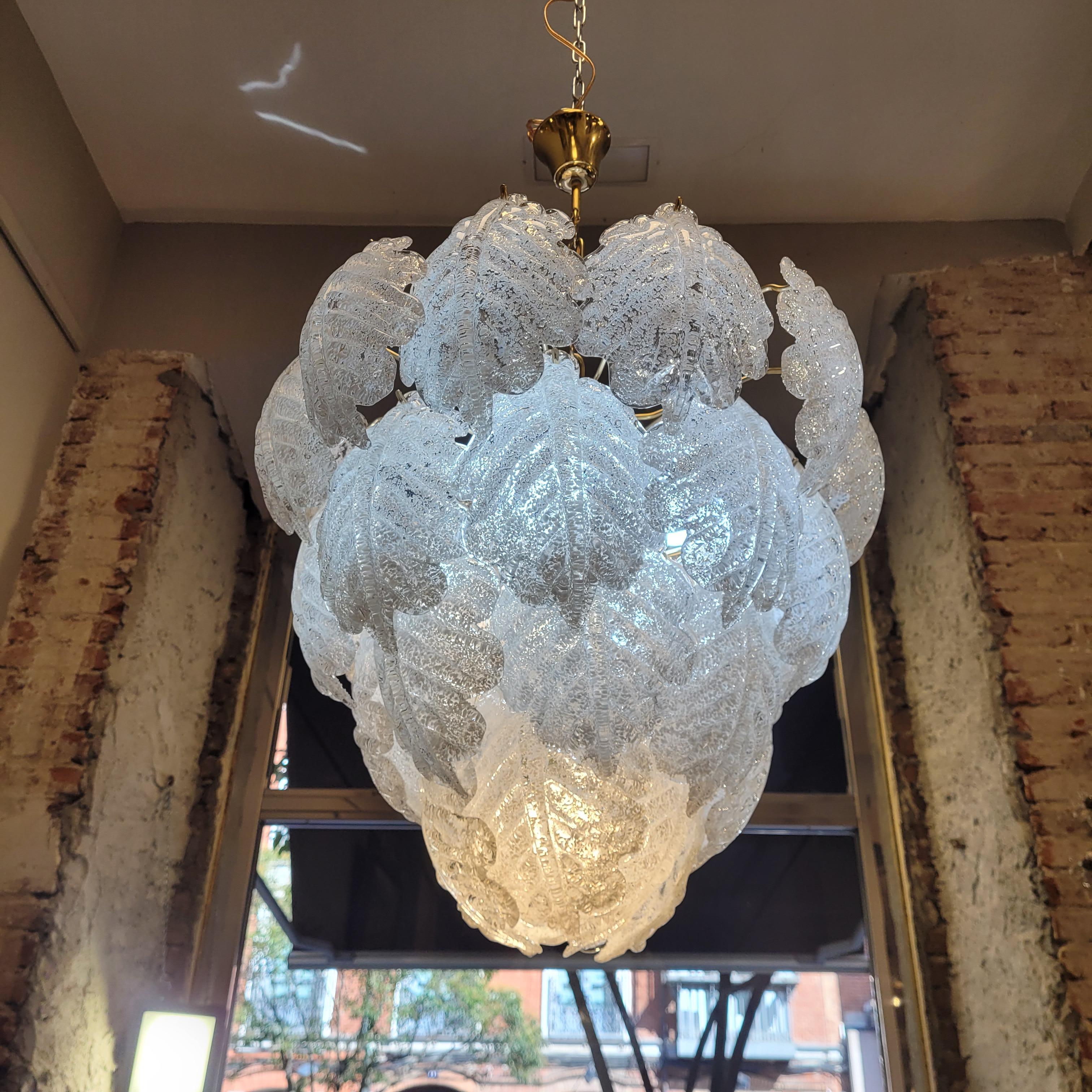Deckenleuchte / Kronleuchter Italien, Mazzega, Murano Glas und Metall mattiert (Moderne der Mitte des Jahrhunderts) im Angebot