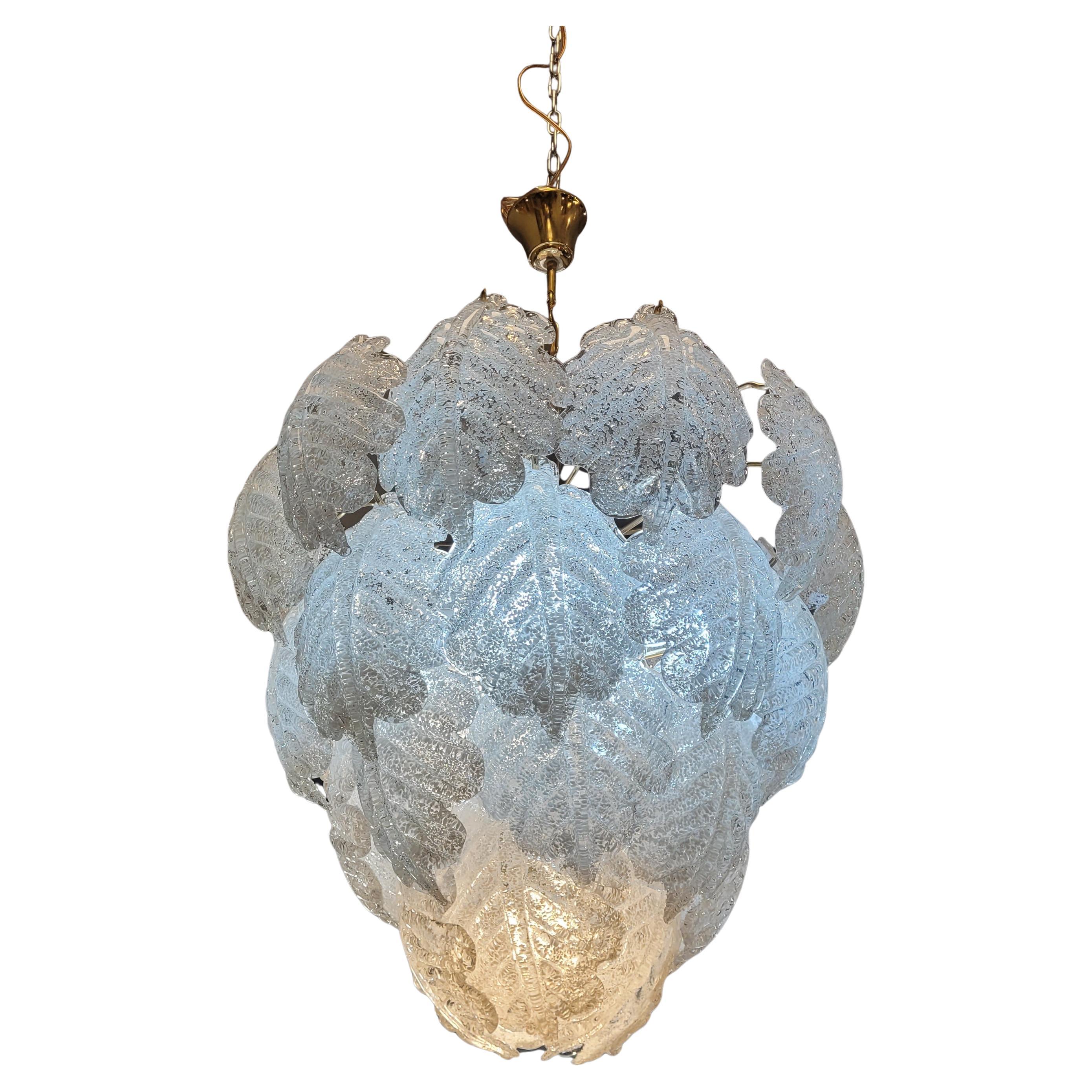 Ceiling lamp / chandelier Italy, Mazzega, frosted Murano glass and metal