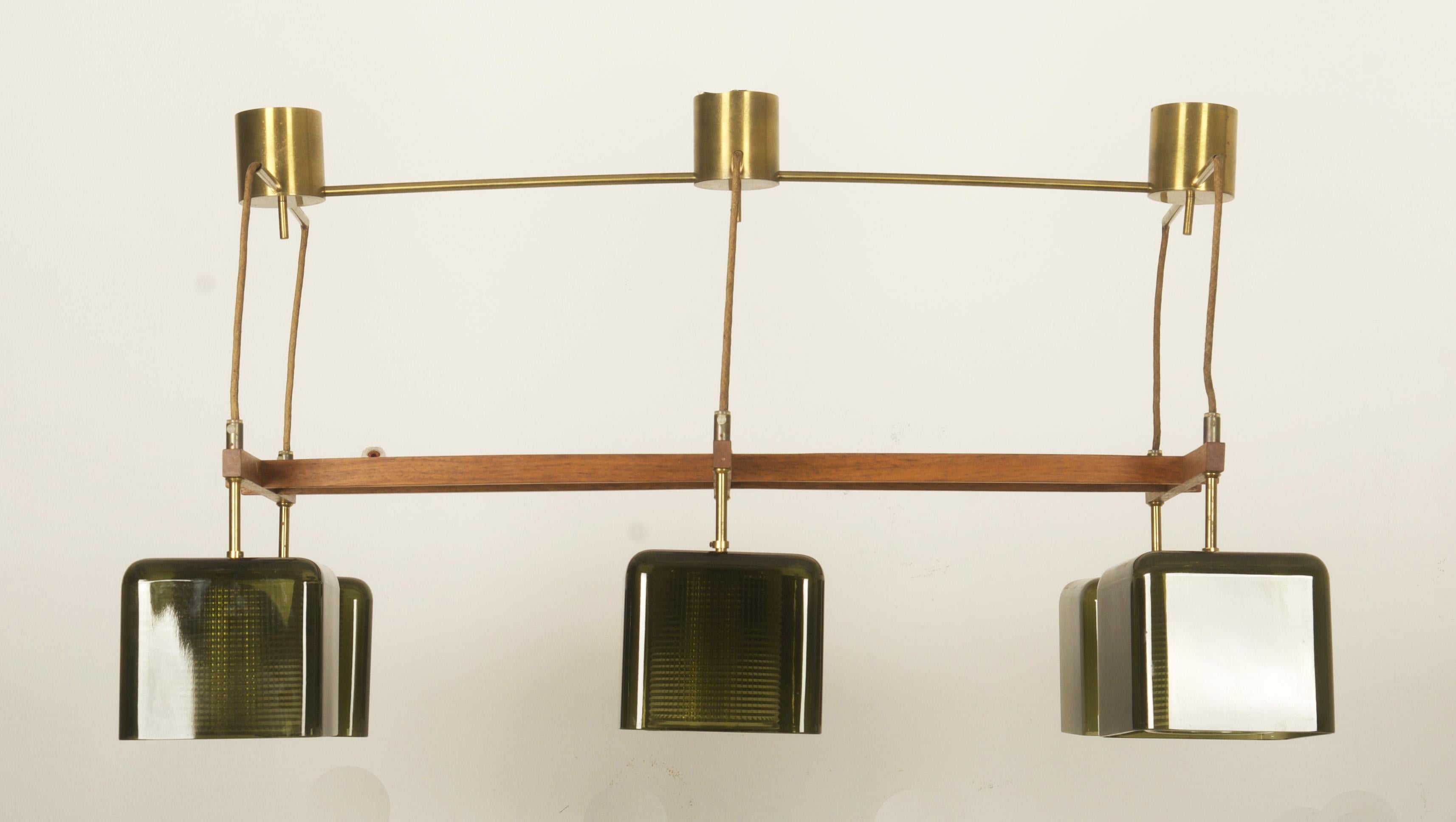 Metà XX secolo Lampadario a soffitto con Greene & Greene di Carl Fagerlund per Orrefors in vendita