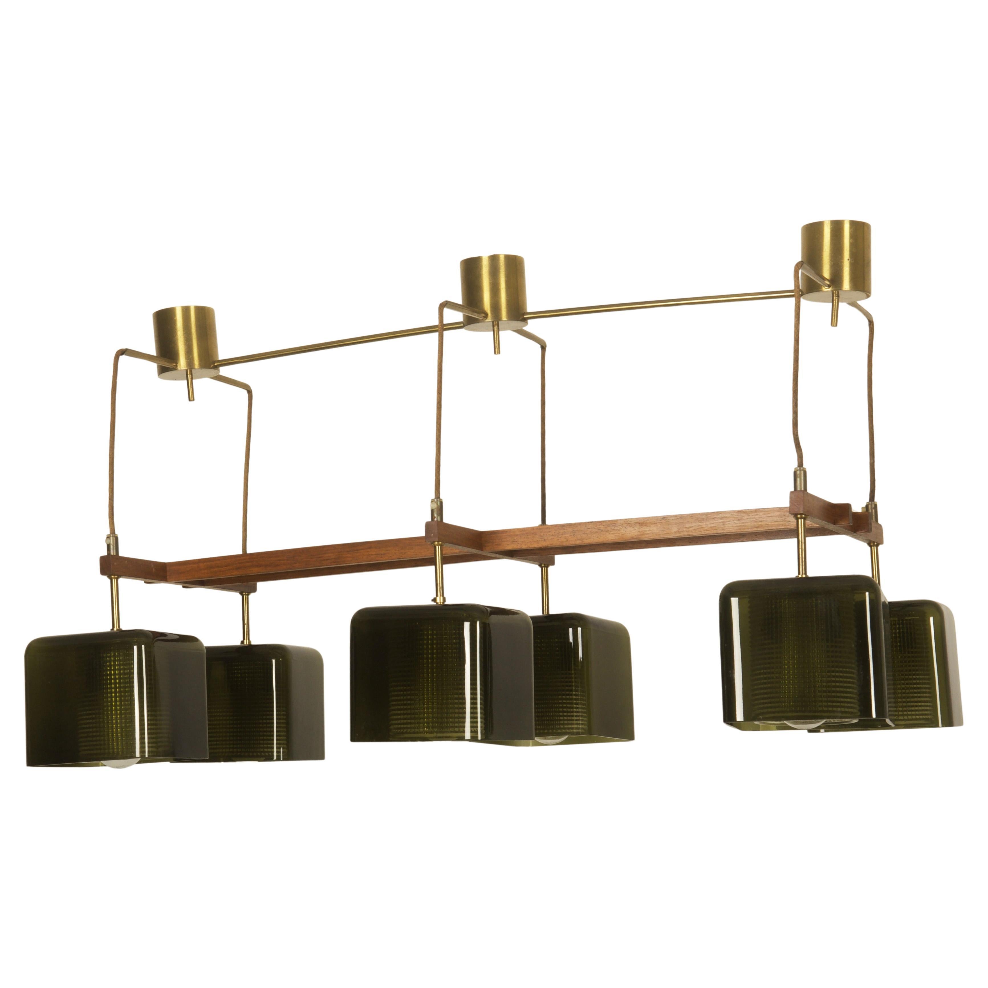 Ceiling Lamp Chandelier with Green Grasses by Carl Fagerlund for Orrefors
