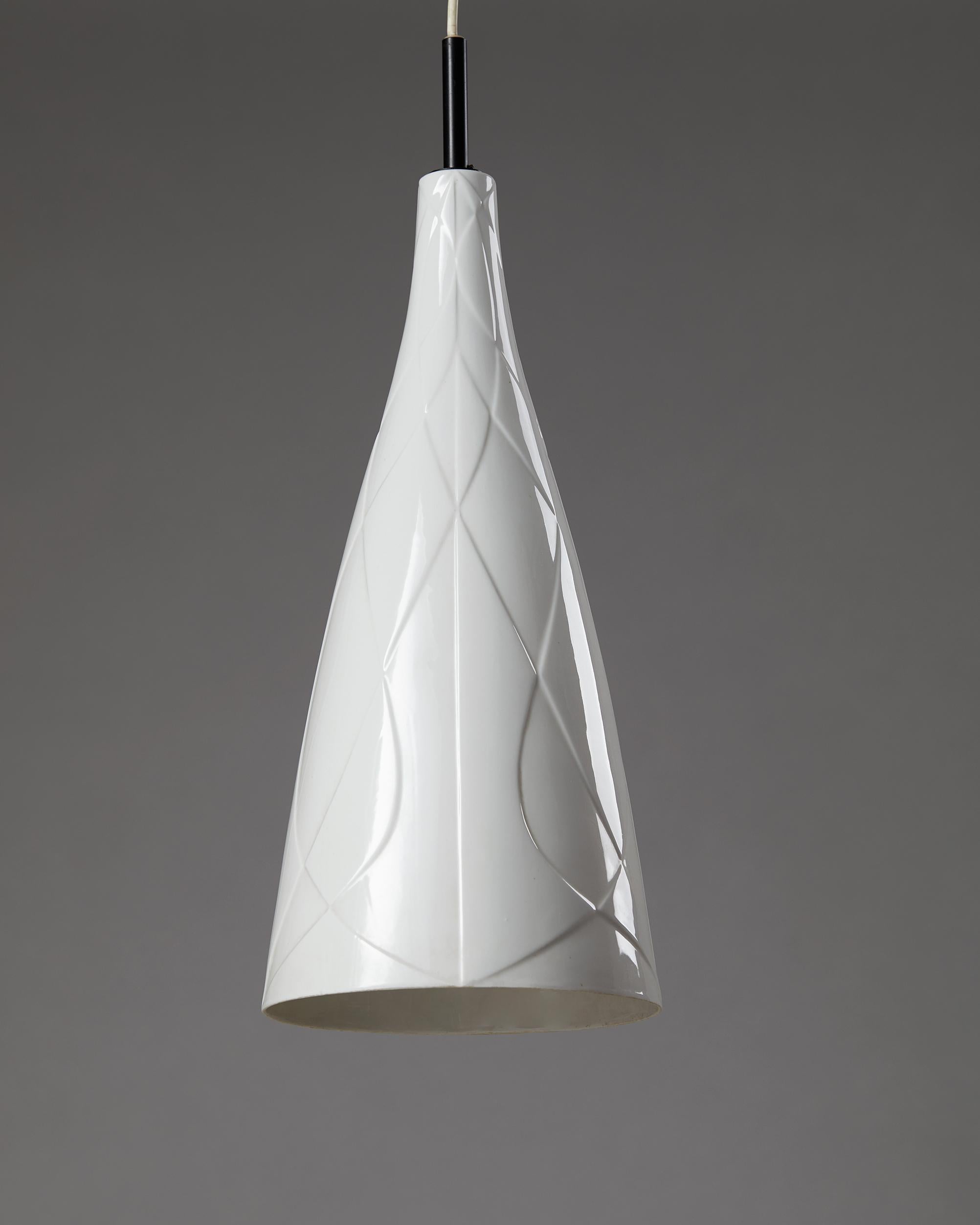 Scandinavian Modern Ceiling Lamp Designed by Carl-Harry Stålhane for Rörstrand, Sweden, 1954 For Sale