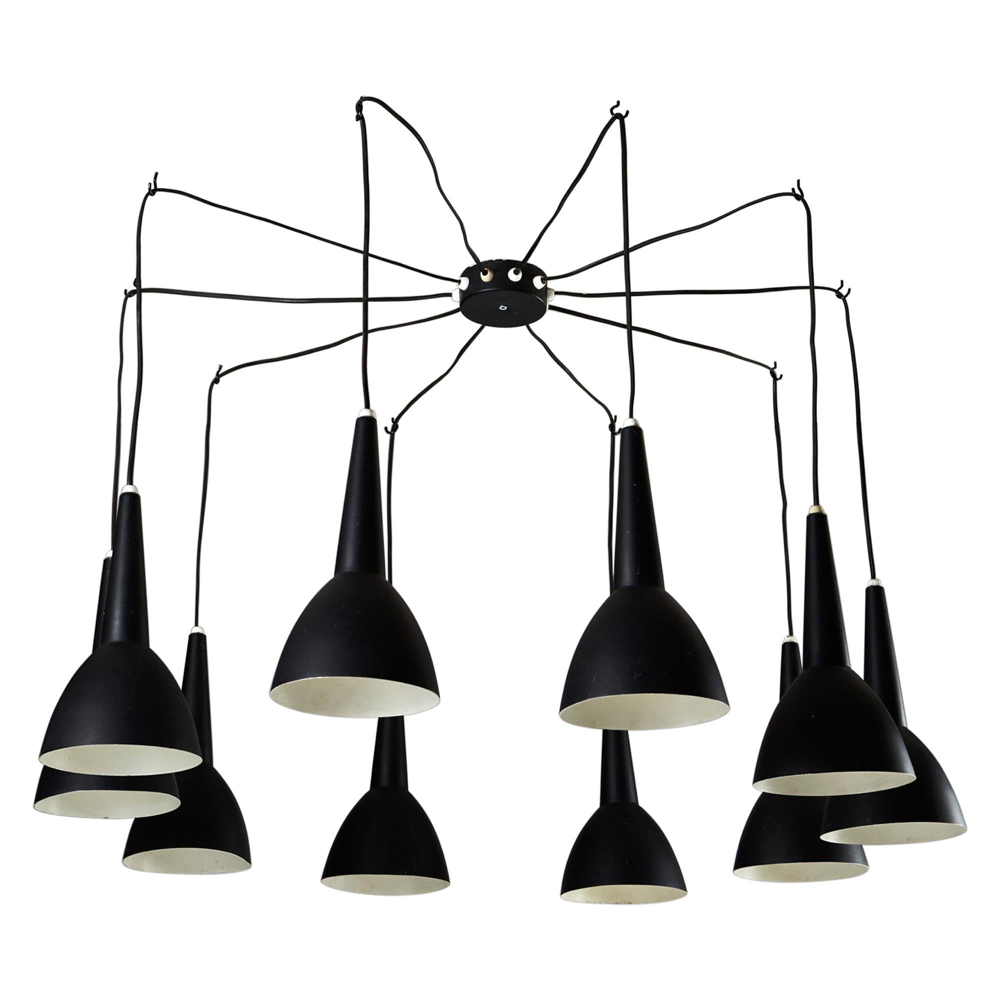 Ceiling Lamp Designed by Hans-Agne Jakobsson, Lacquered Steel, Sweden, 1950s For Sale