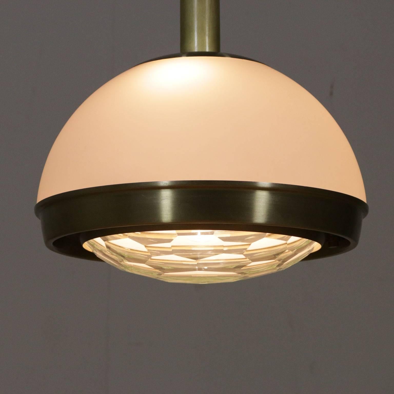 A ceiling lamp designed by Pia Guidetti Crippa for Lumi. Glass and brass. Manufactured in Italy, 1960s.