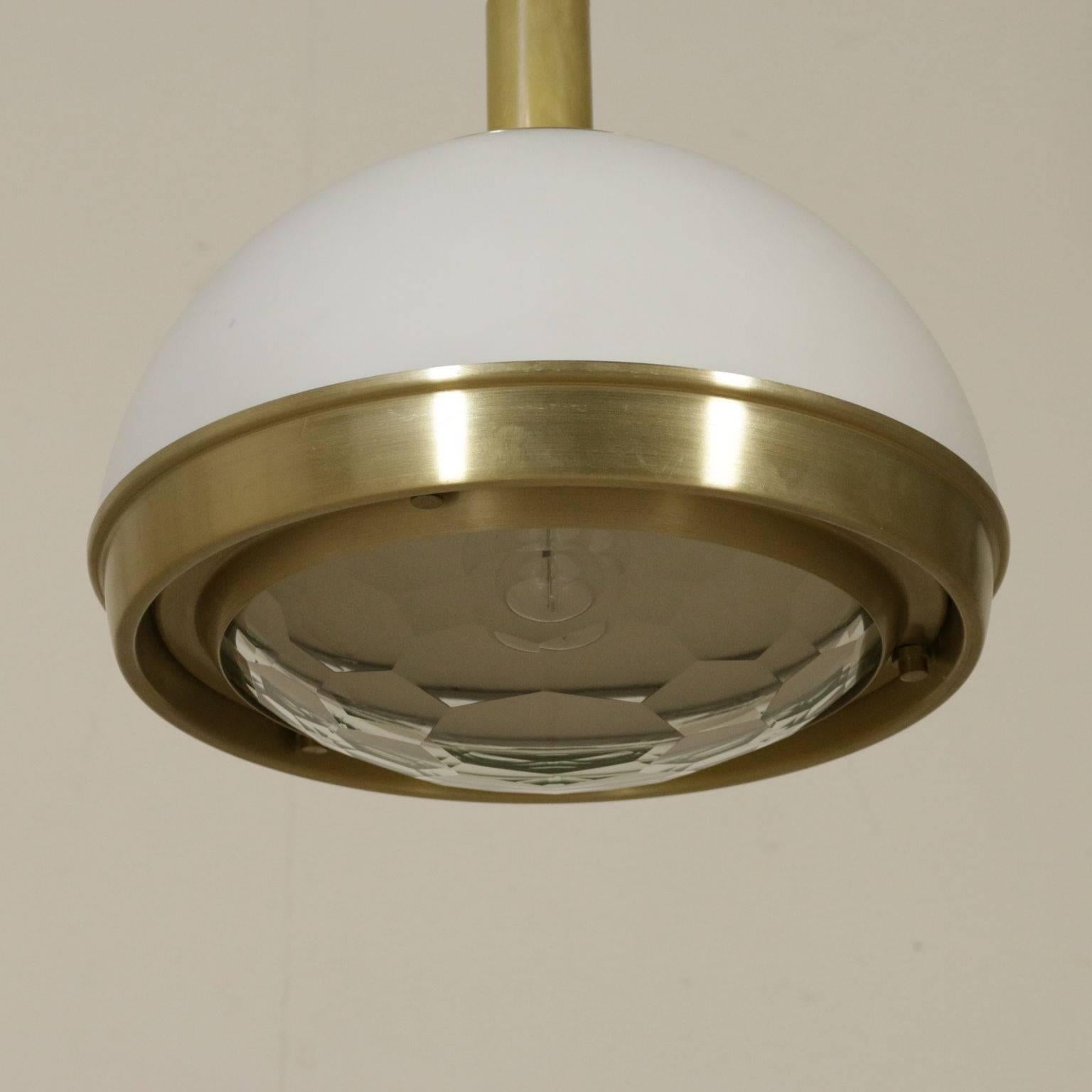 Mid-Century Modern Ceiling Lamp Designed for Lumi Glass Brass Vintage, Italy, 1960s