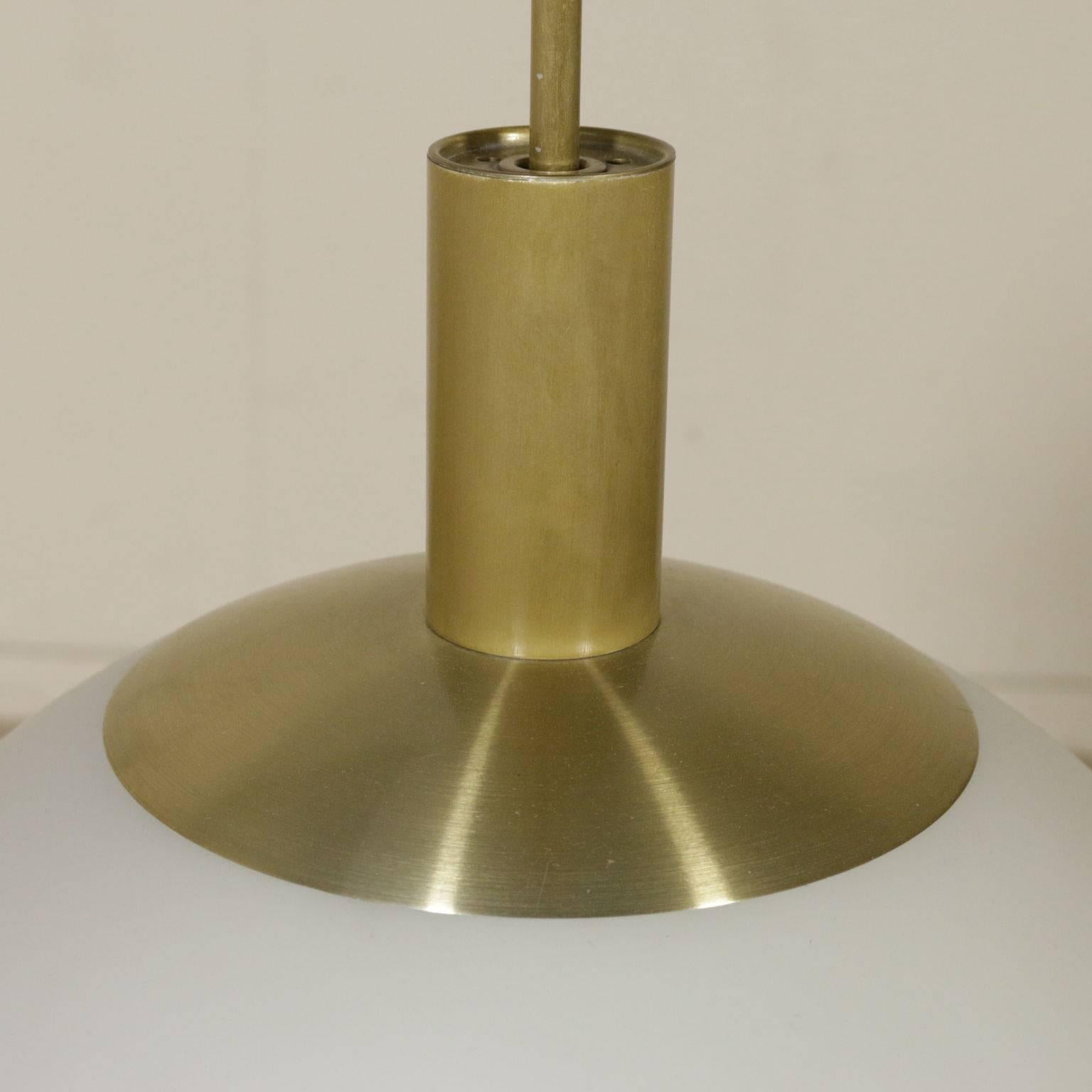 Ceiling Lamp Designed for Lumi Glass Brass Vintage, Italy, 1960s In Good Condition In Milano, IT
