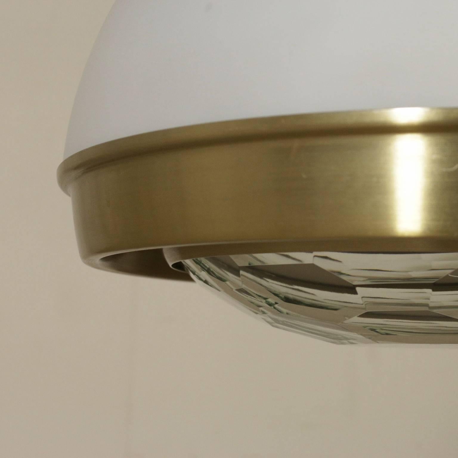Mid-20th Century Ceiling Lamp Designed for Lumi Glass Brass Vintage, Italy, 1960s