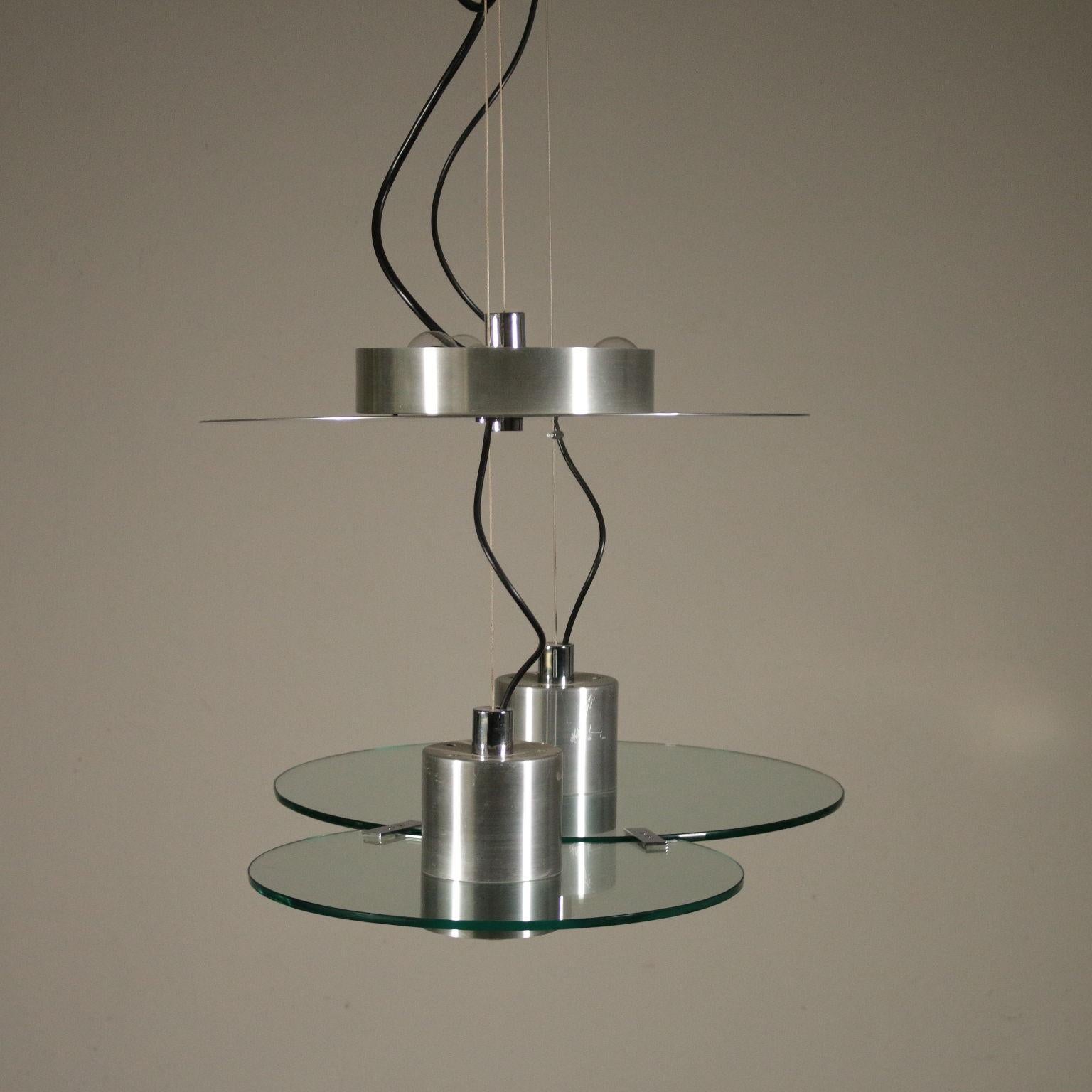 Ceiling Lamp Designed for Lumi Metal Glass Vintage, Italy, 1980s 2