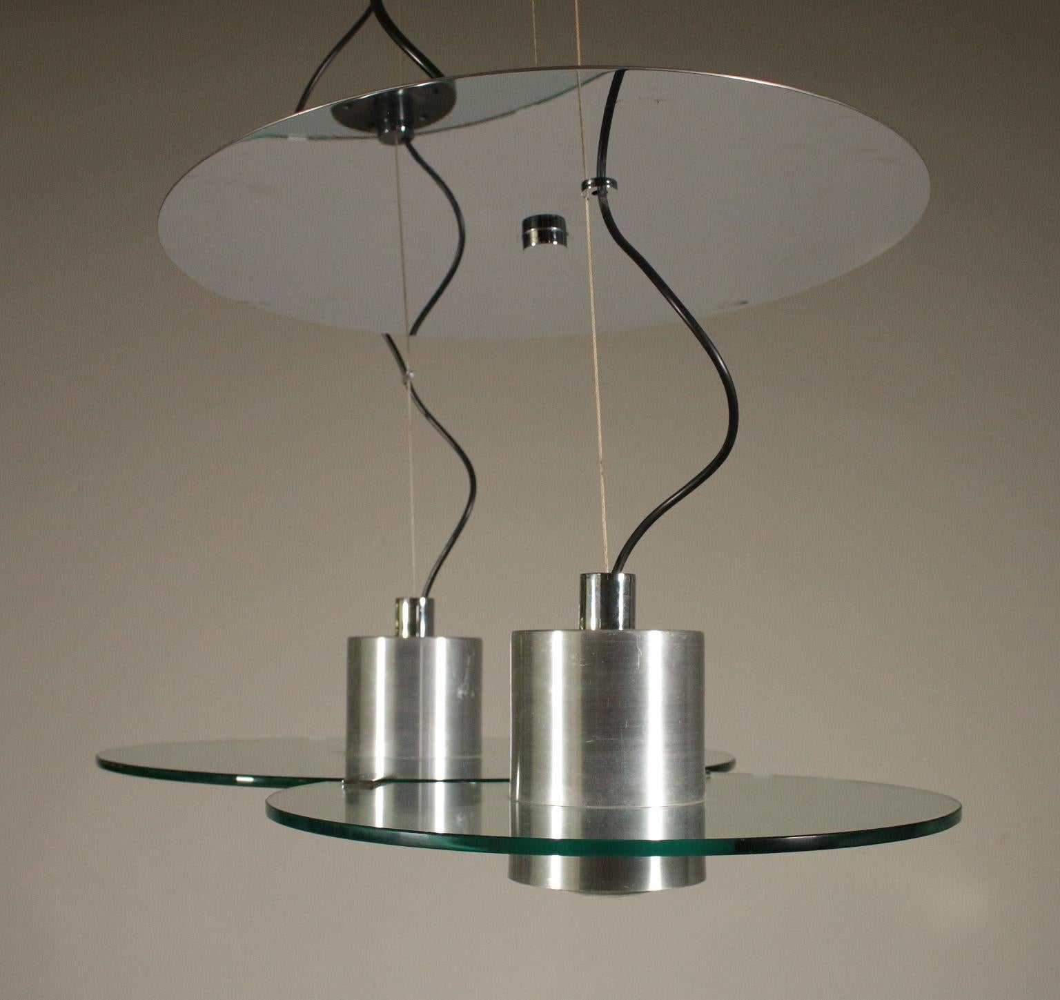 Italian Ceiling Lamp Designed for Lumi Metal Glass Vintage, Italy, 1980s