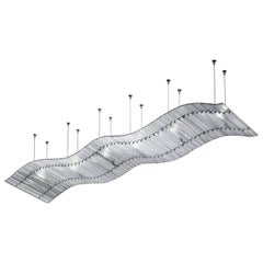 Ceiling Lamp Designed for Venini Chromed Metal Structure Glass Murano, 1985