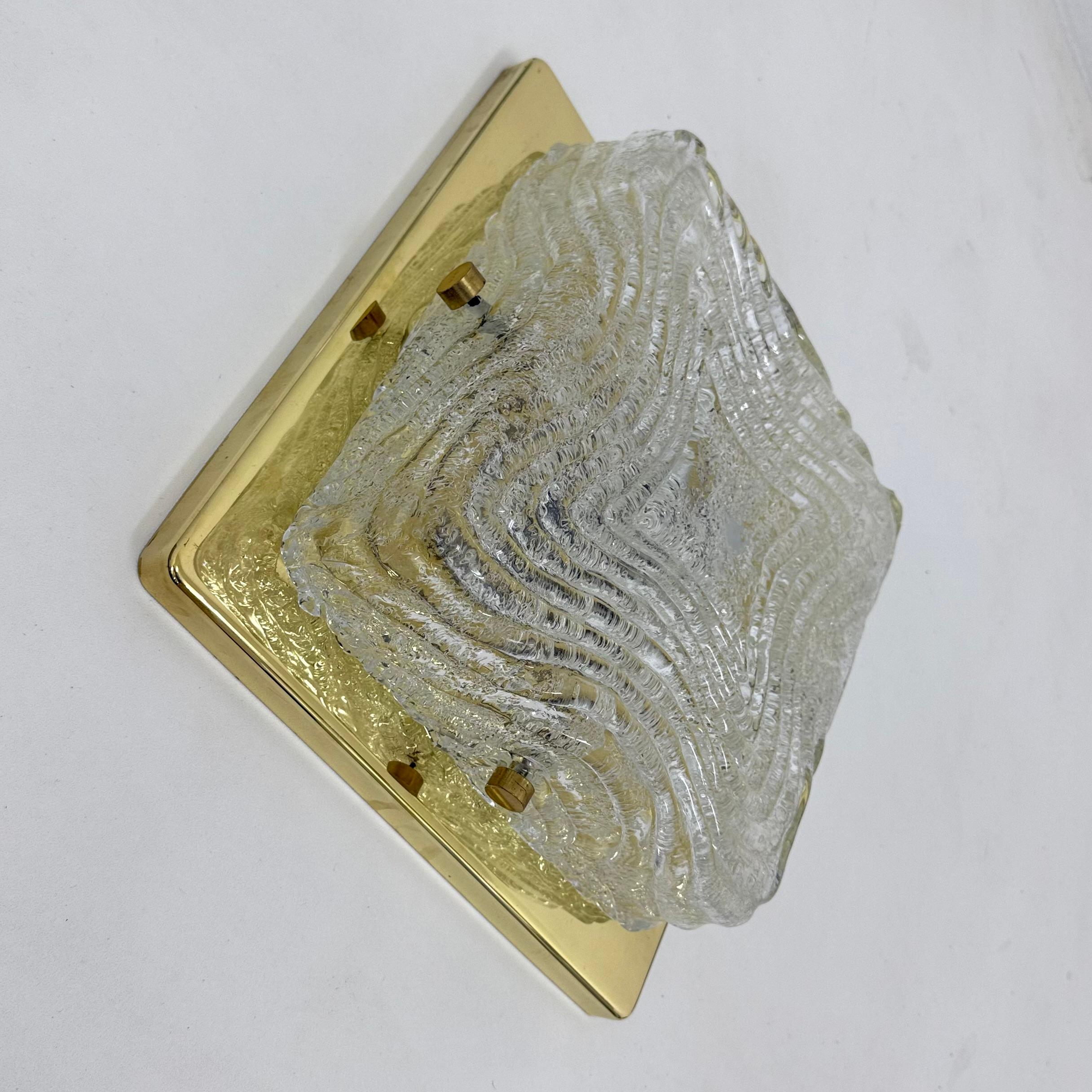 Lámpara de techo empotrable de cristal de Murano y latón de Hillebrand , años 70 en venta 4