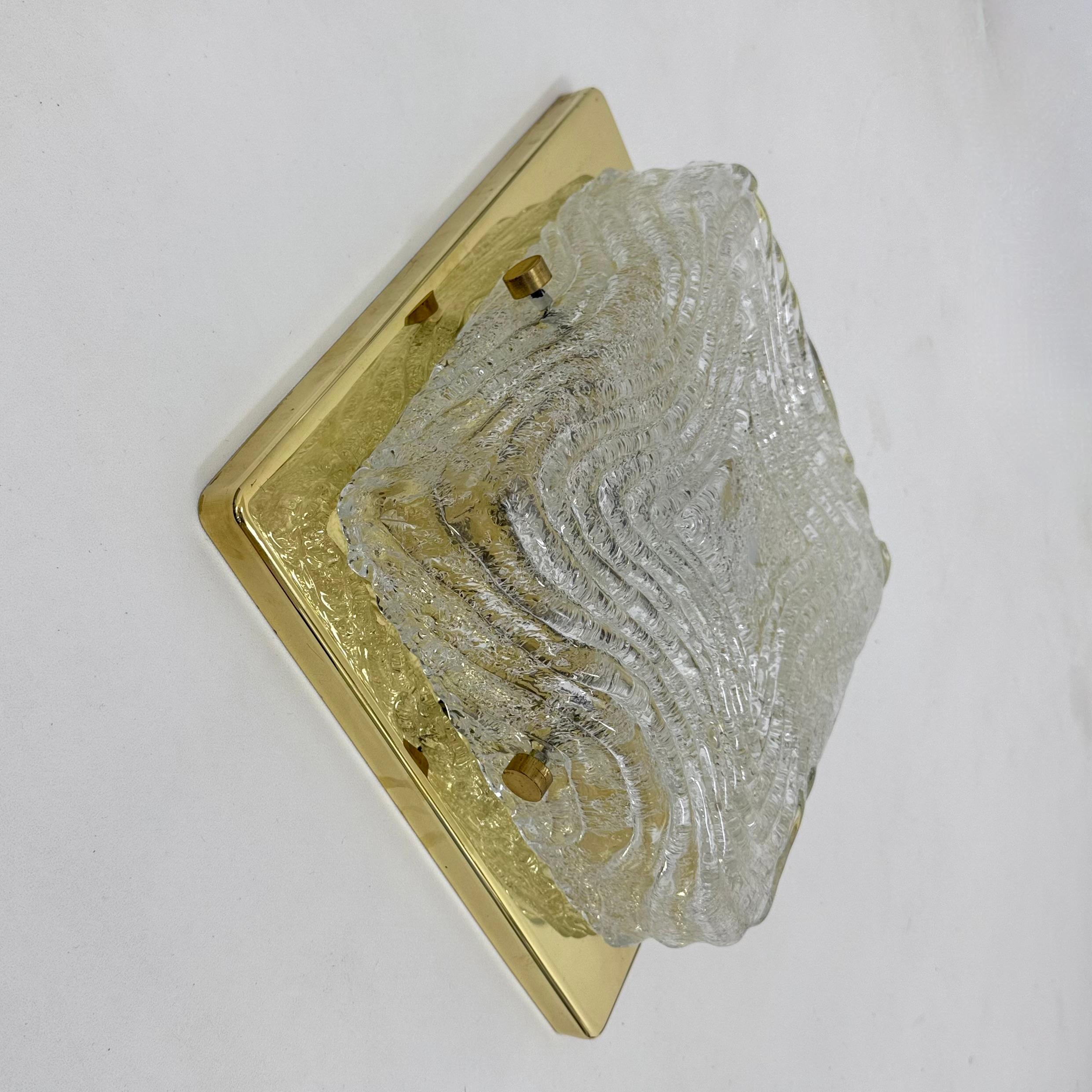 Lámpara de techo empotrable de cristal de Murano y latón de Hillebrand , años 70 en venta 5