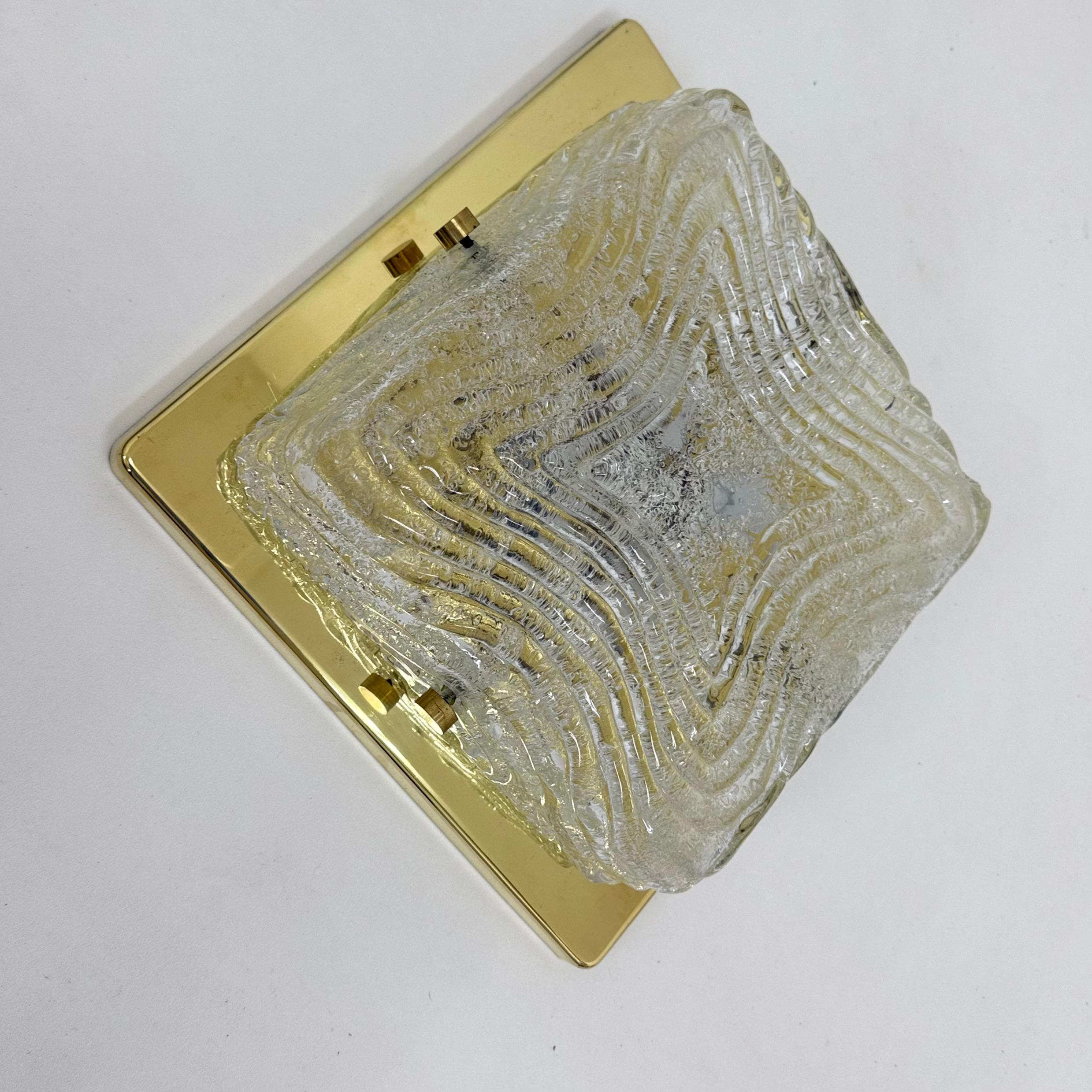 Lámpara de techo empotrable de cristal de Murano y latón de Hillebrand , años 70 en venta 6