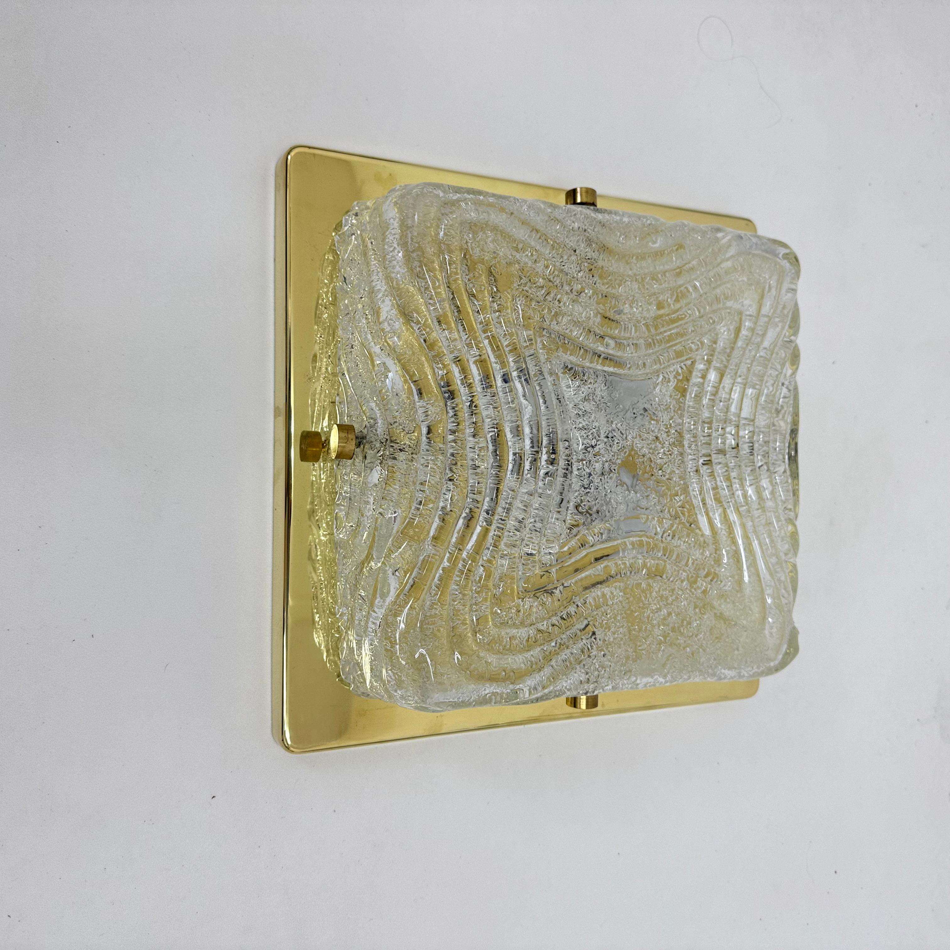 Lámpara de techo empotrable de cristal de Murano y latón de Hillebrand , años 70 en venta 7