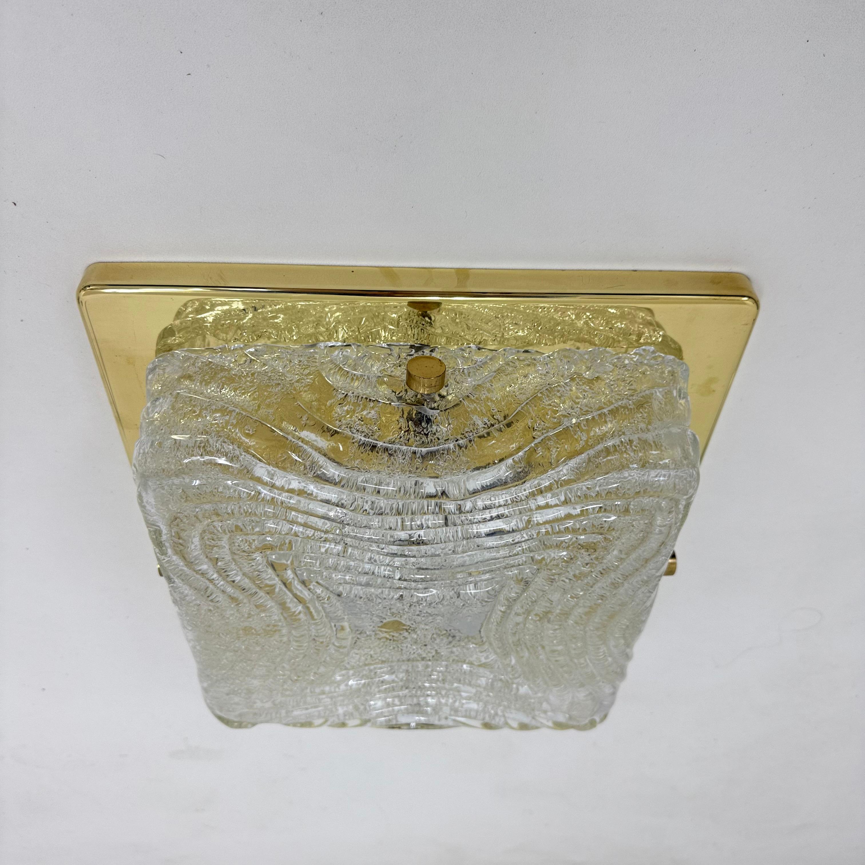 Lámpara de techo empotrable de cristal de Murano y latón de Hillebrand , años 70 en venta 8
