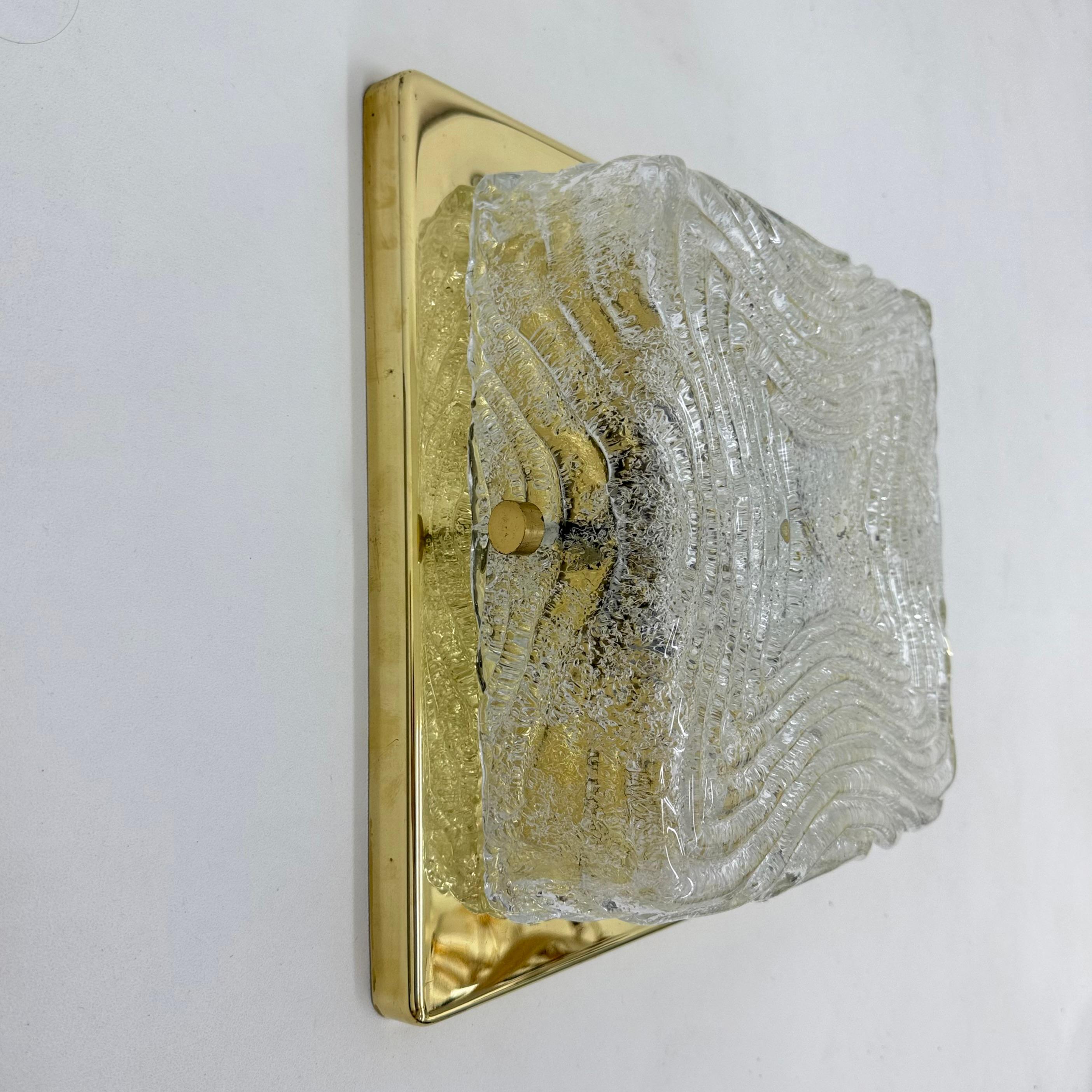 Lámpara de techo empotrable de cristal de Murano y latón de Hillebrand , años 70 en venta 10
