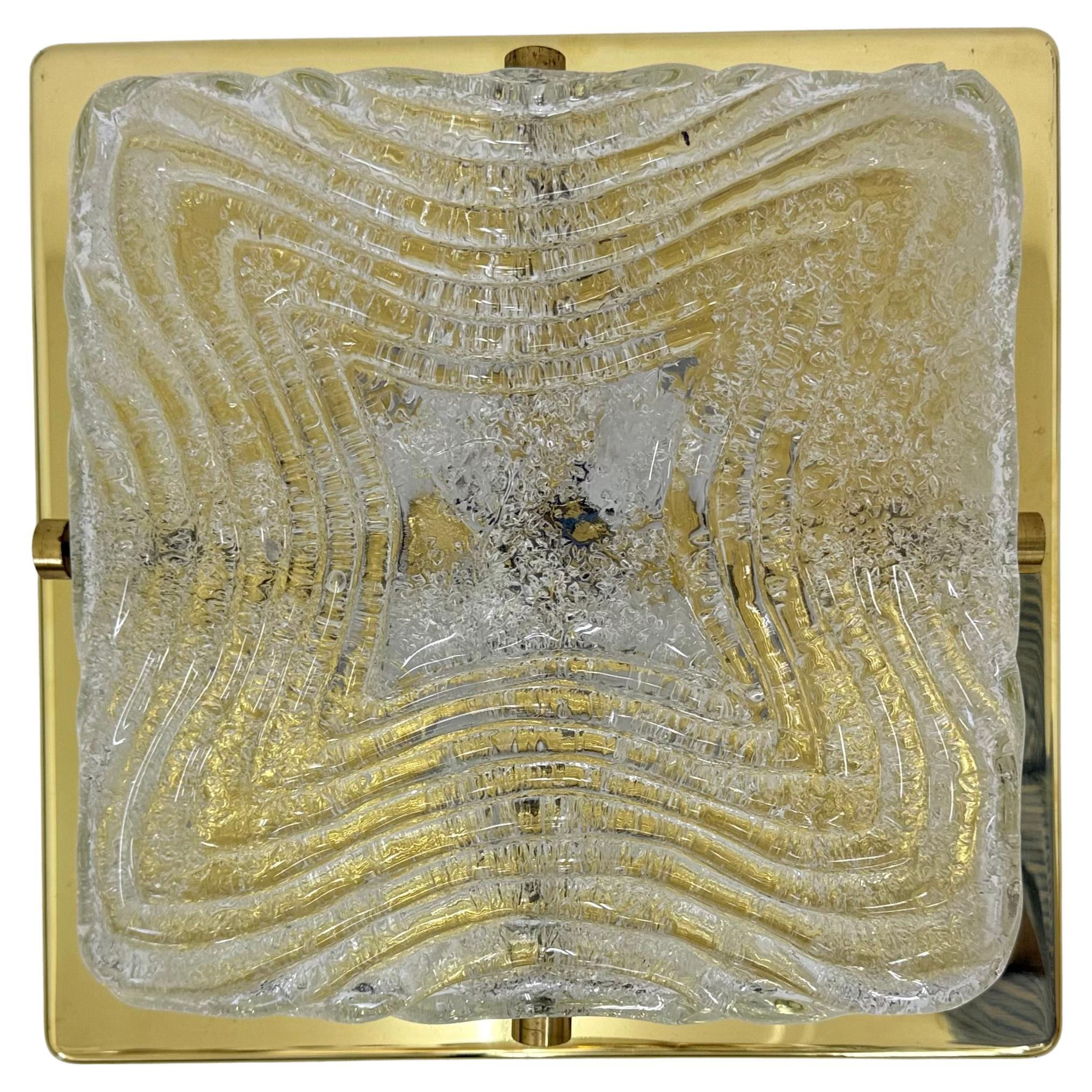 Lámpara de techo empotrable de cristal de Murano y latón de Hillebrand , años 70 en venta