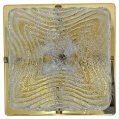 Lámpara de techo empotrable de cristal de Murano y latón de Hillebrand , años 70