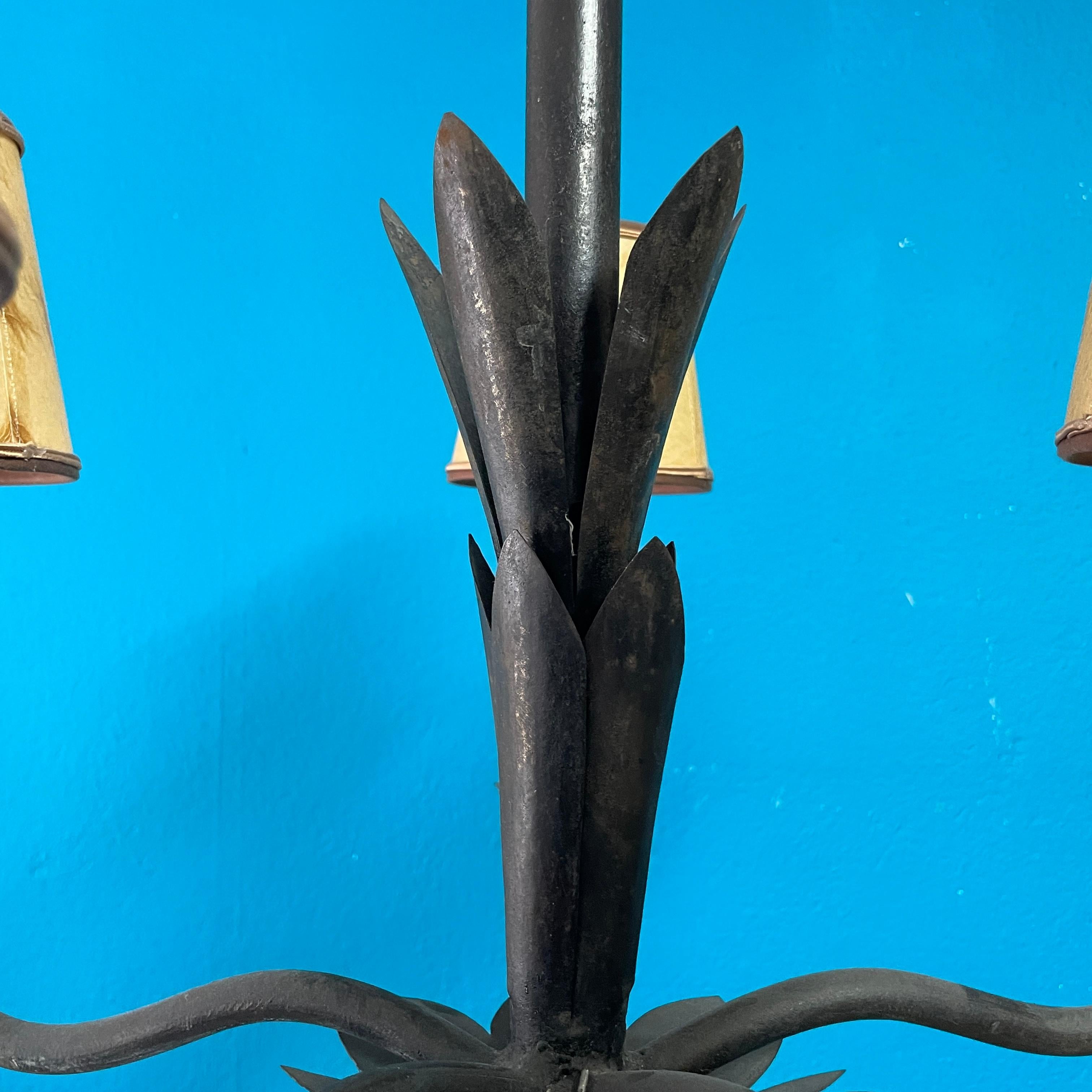 Metal Ceiling Lamp from 1930's, forged and welded steel.  For Sale