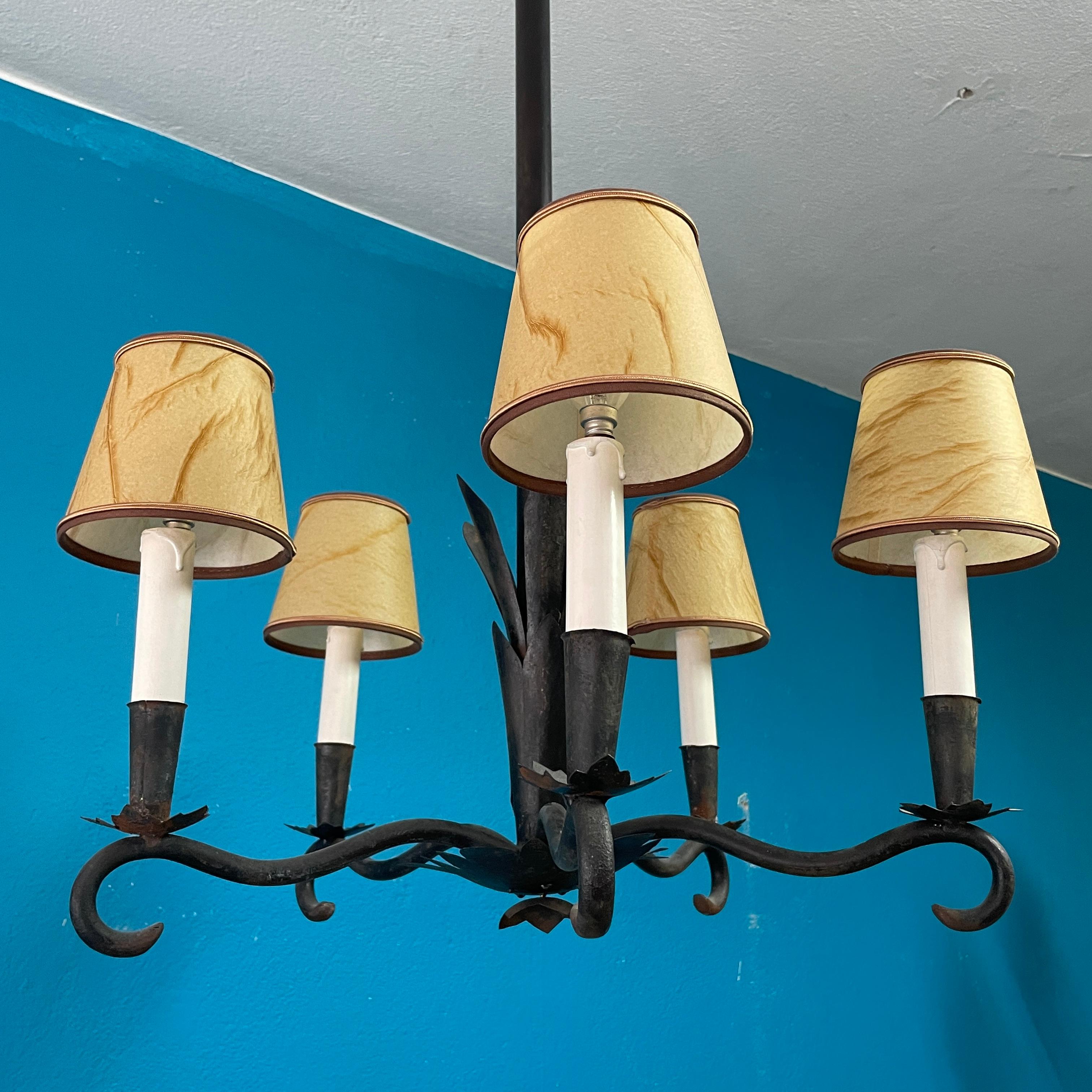 Ceiling Lamp from 1930's, forged and welded steel.  For Sale 1