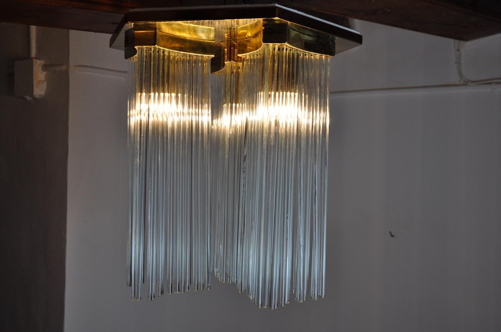 Crystal Ceiling Lamp from the Sciolari House Italy 1970 For Sale