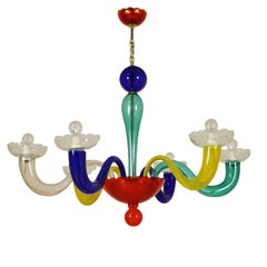 Ceiling Lamp Gio Ponti Style Lamp Blown Glass Metal, 1980s