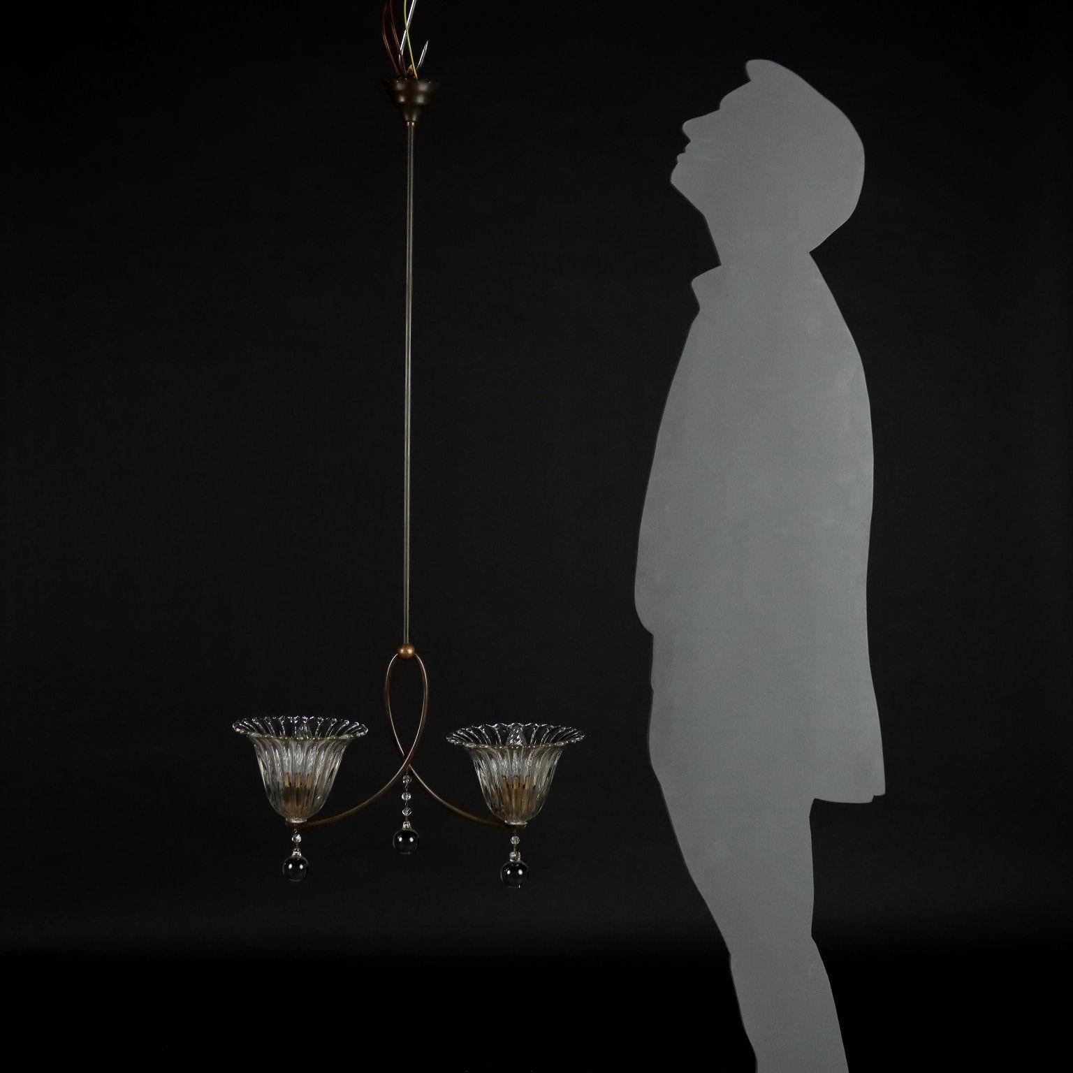 Mid-Century Modern Plafonnier en verre Italie des années 1940 en vente