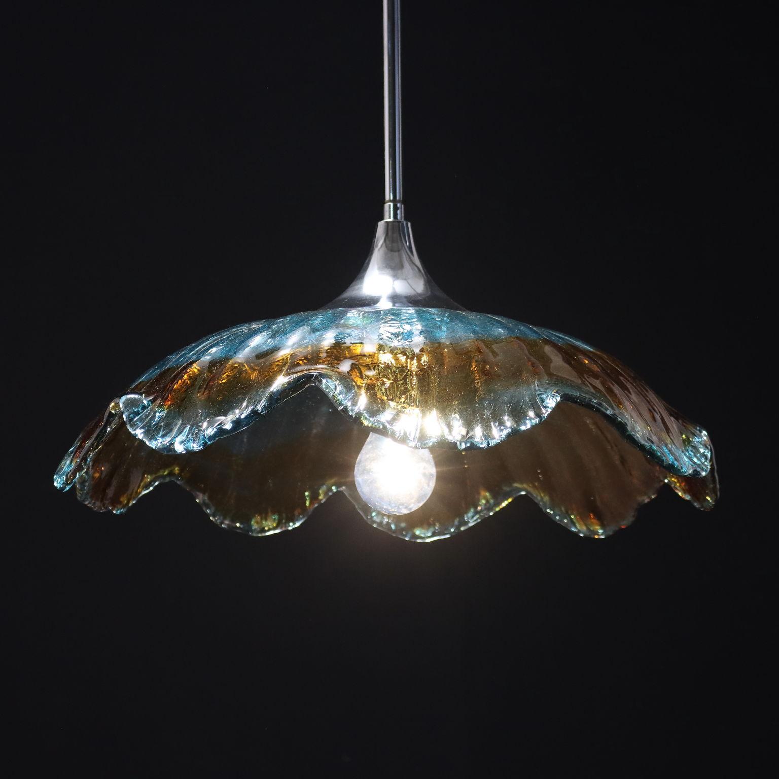 Italian Ceiling Lamp Glass Italy 1970s For Sale