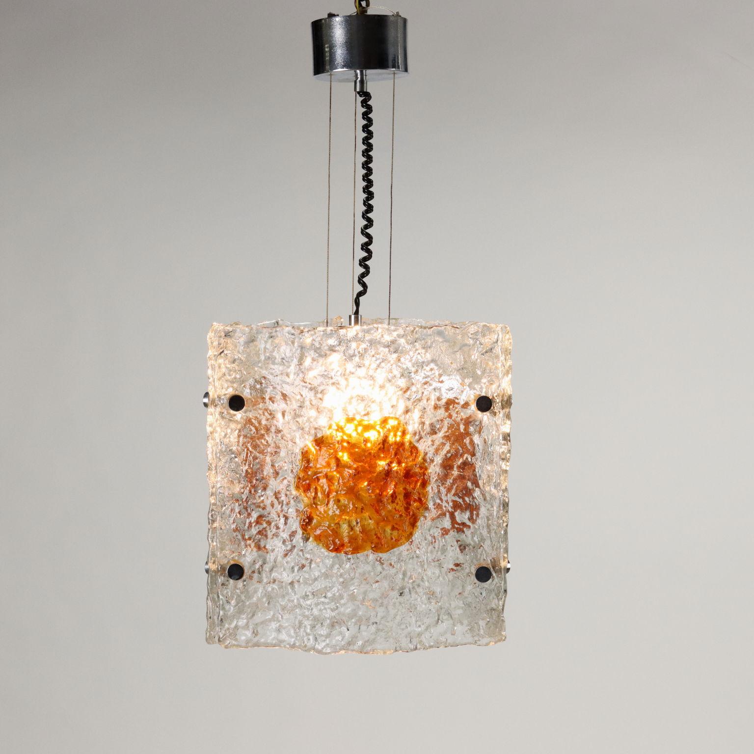 Blown Glass Ceiling Lamp Glass, Italy, 1970s