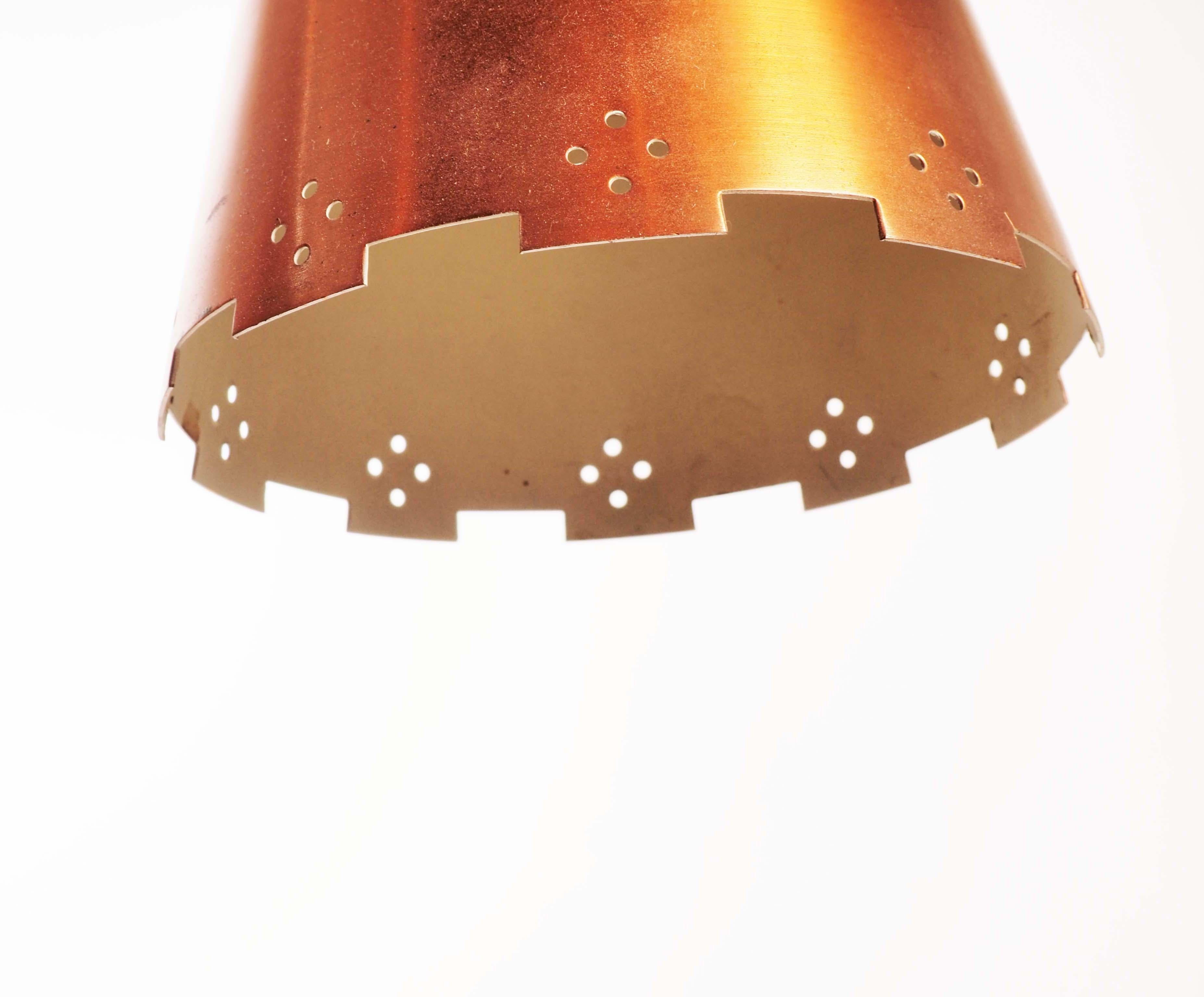 Swedish Ceiling Lamp in copper and dark wood, made in Sweden during, 1960s For Sale