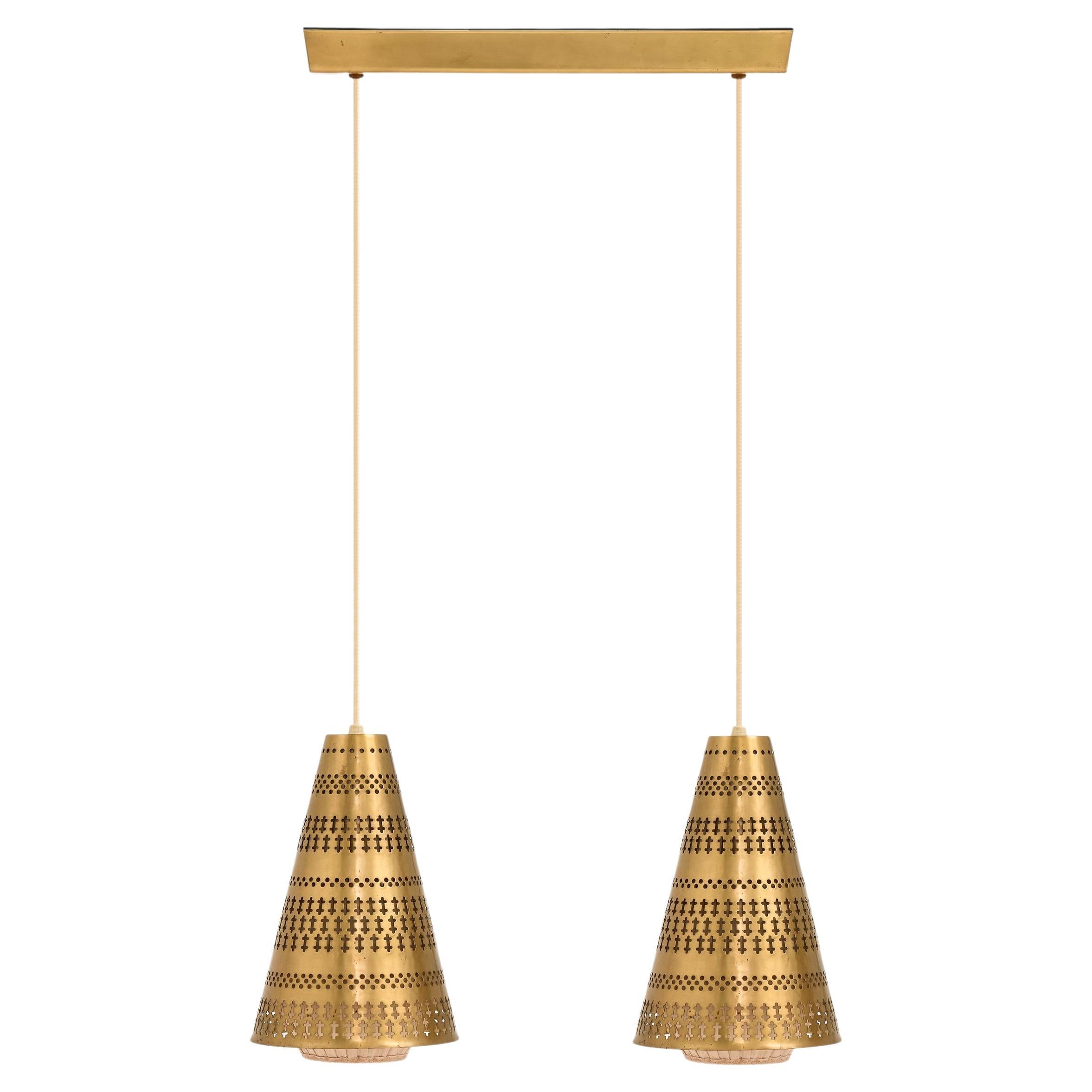 Ceiling Lamp in Brass and Fabric by Hans Bergström, 1940’s For Sale